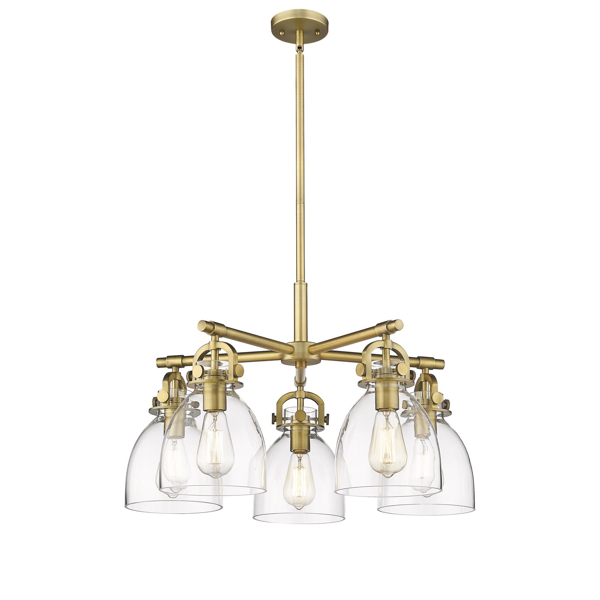 Shown in Brushed Brass finish and Clear glass