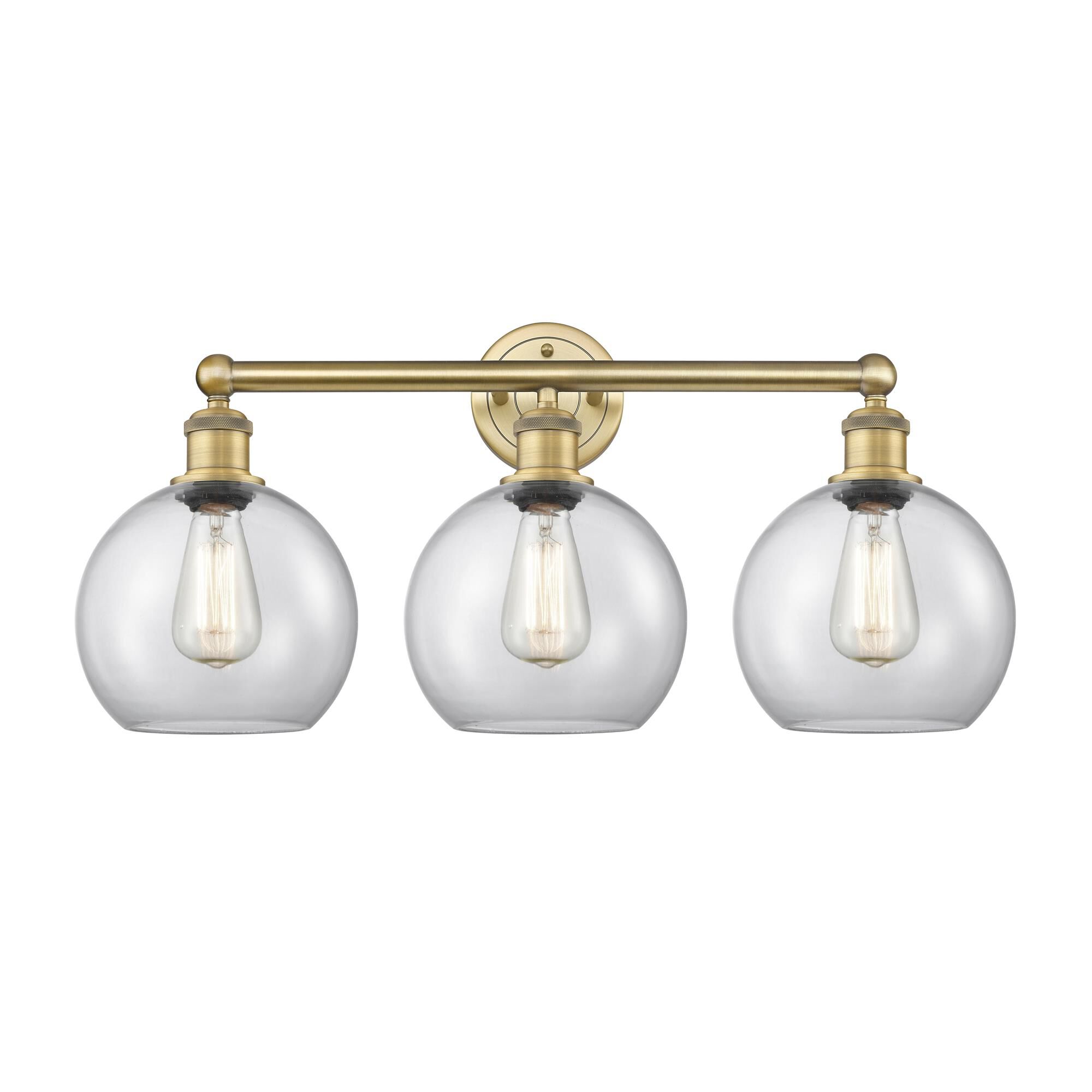 Shown in Brushed Brass finish and Clear glass
