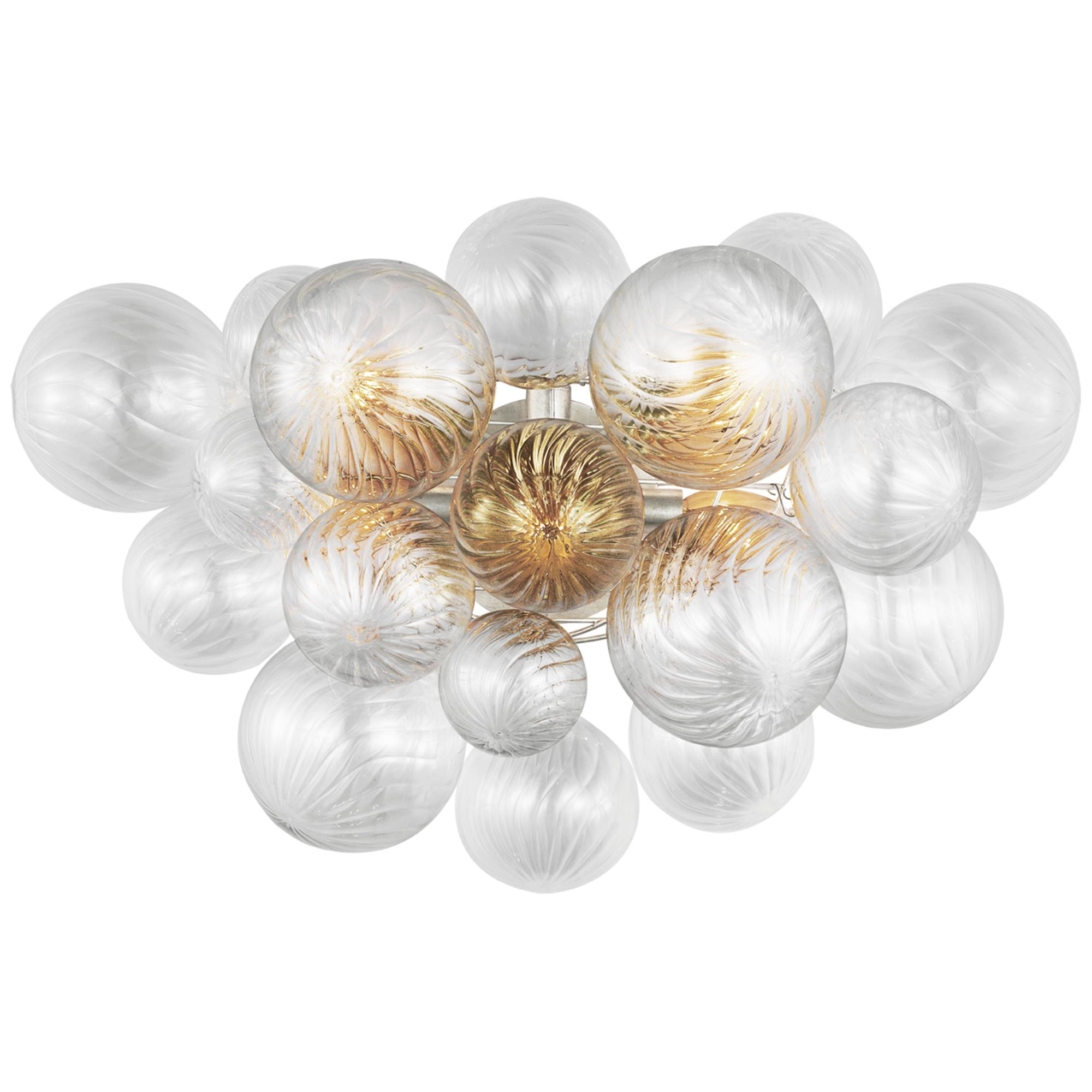 Shown in Burnished Silver Leaf finish and Clear Swirled glass