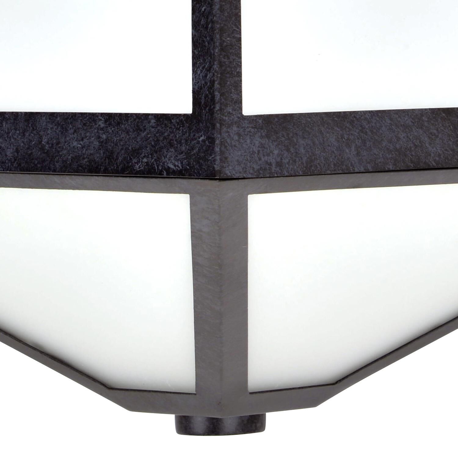 Shown in Black Charcoal finish and White Opal  Panel glass and White Opal Glass Panel shade