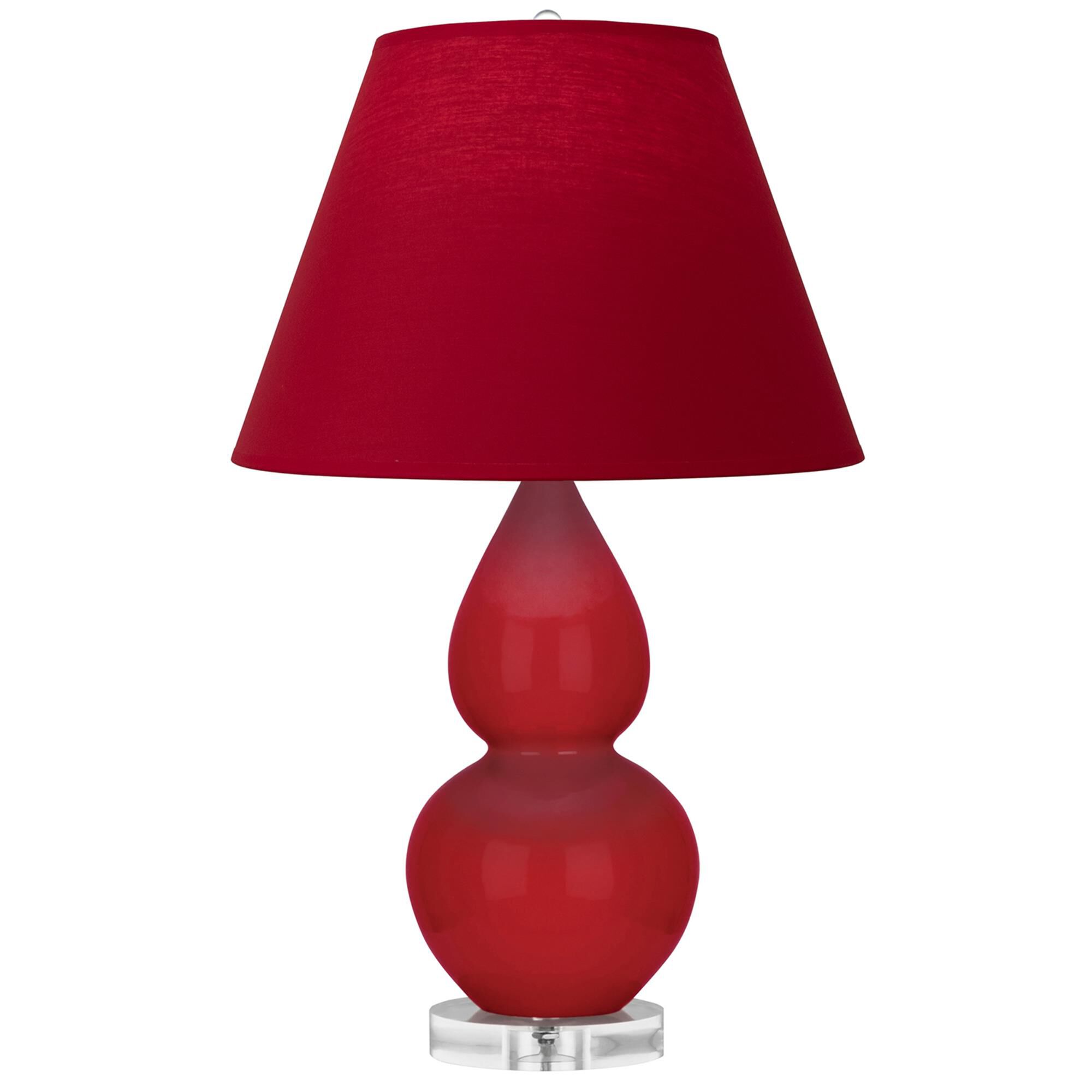 Shown in Ruby Red finish and Rose Red with Ink Black Lining shade and Lucite accent