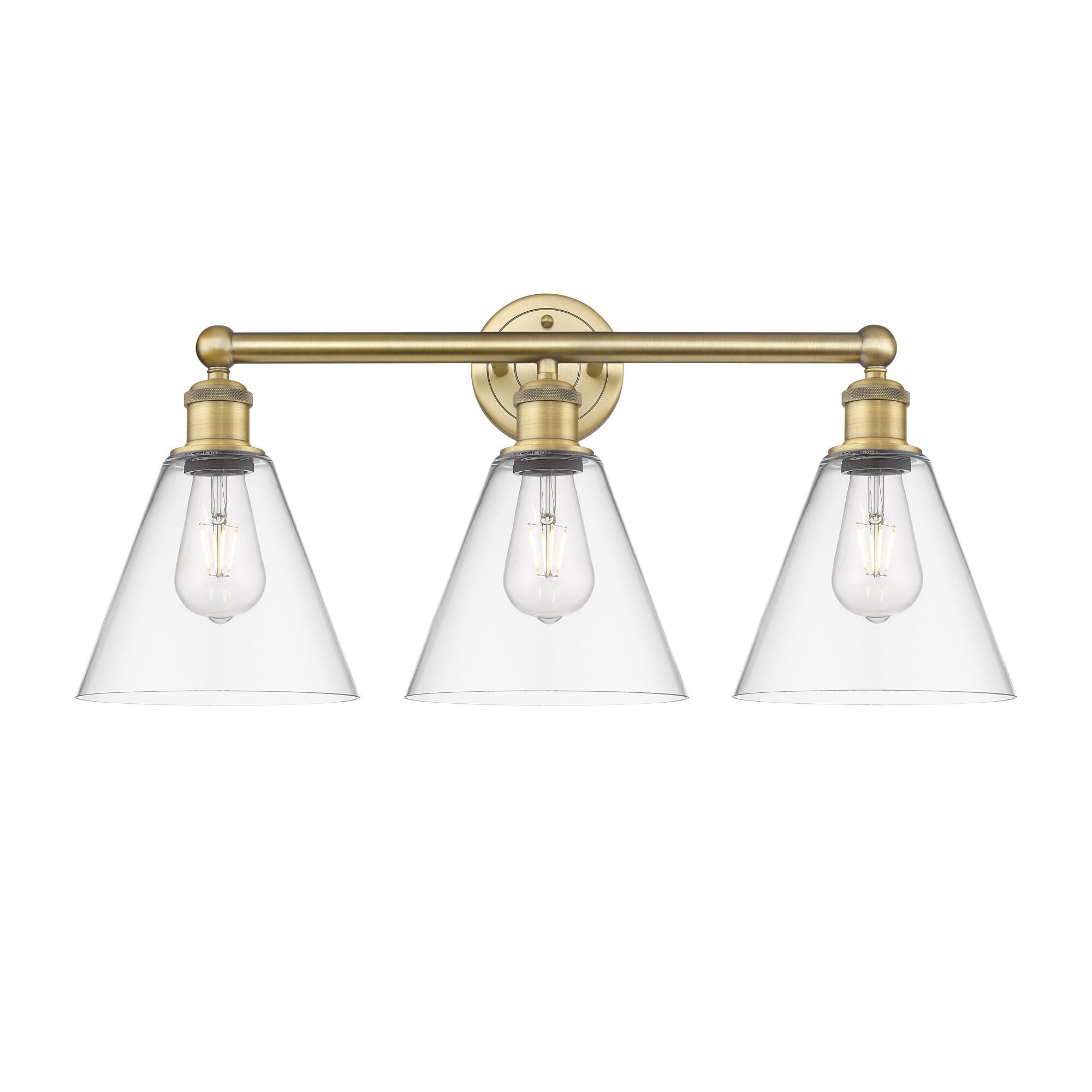 Shown in Brushed Brass finish and Clear glass