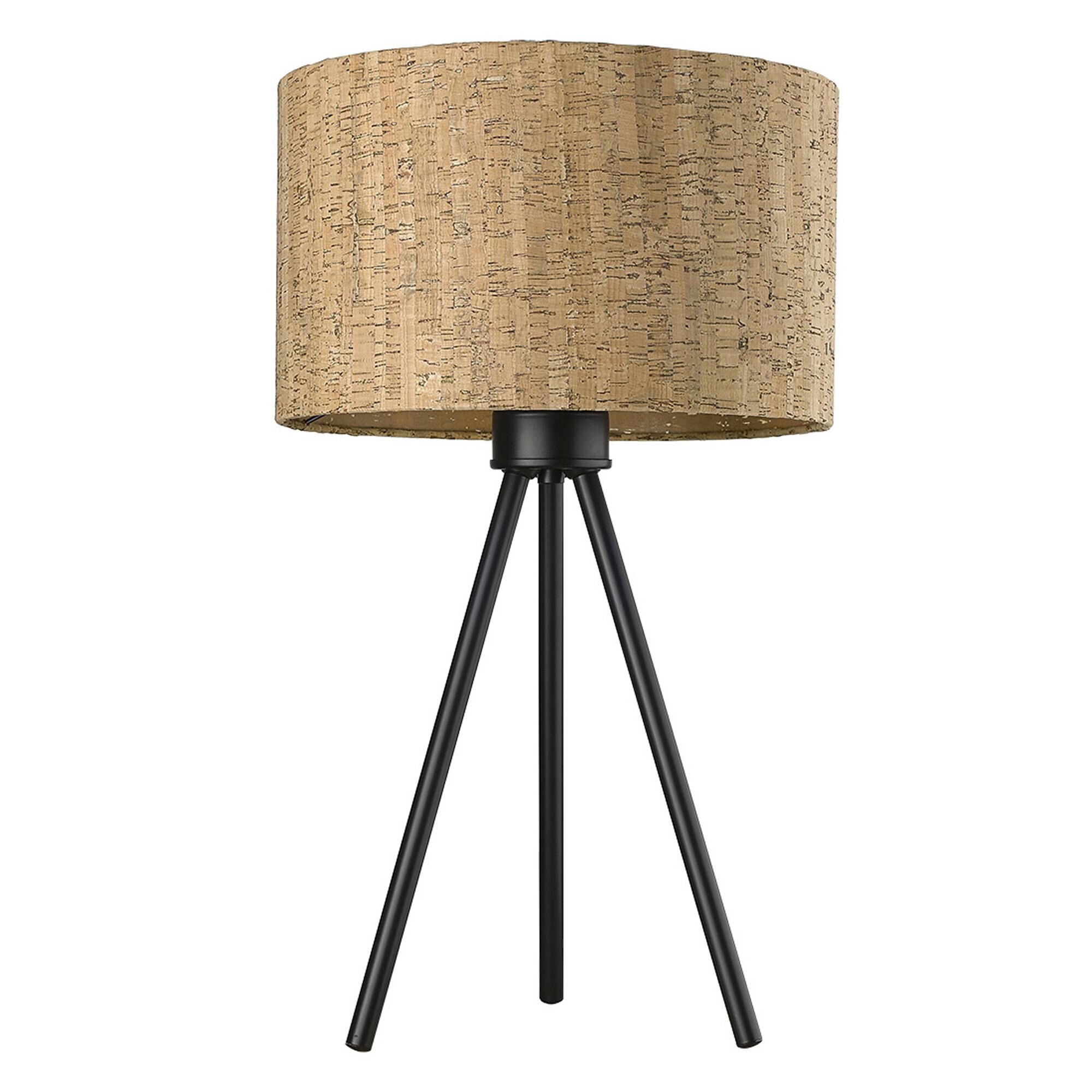 Shown in Matte Black finish and Cork glass and Cork Drum shade