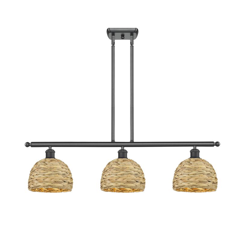 Bruno Marashlian Woven Rattan 36 Inch Linear Suspension Light by Innovations Lighting