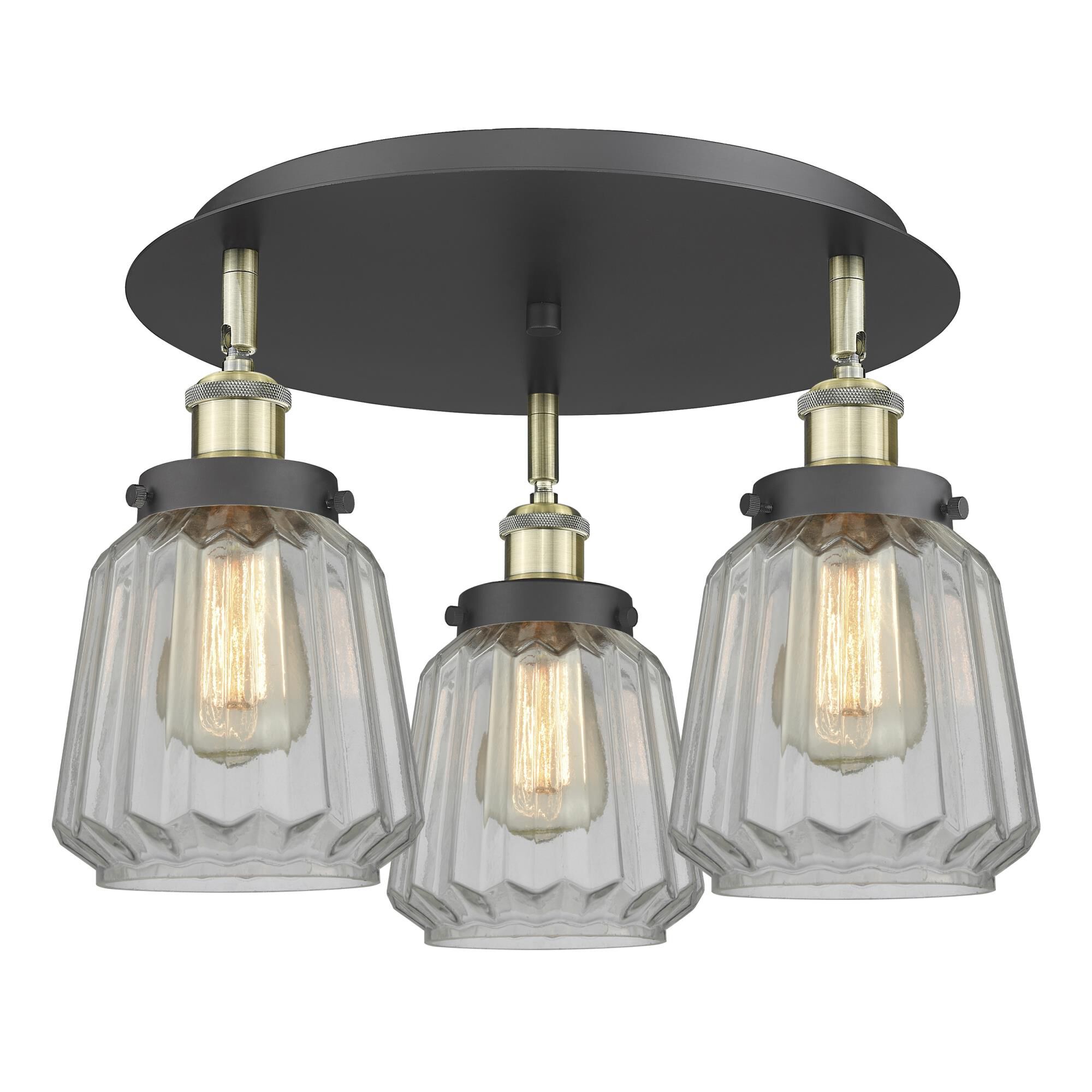 Shown in Black Antique Brass finish and Clear glass