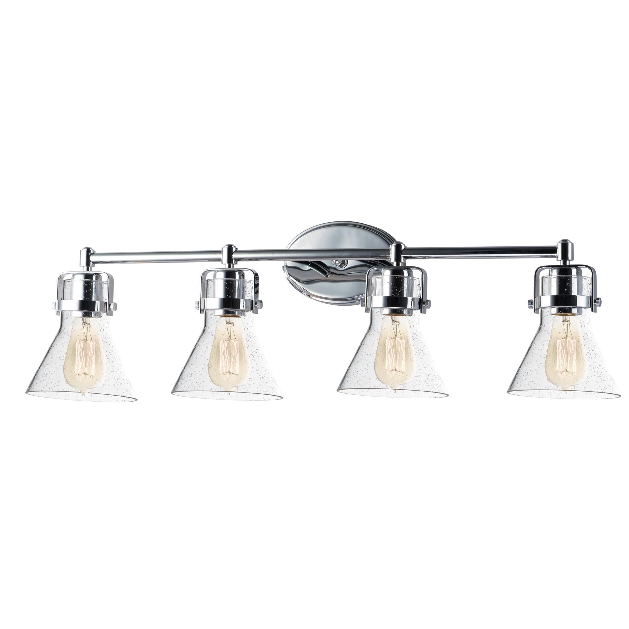 Shown in Polished Chrome finish and Seedy glass and Glass shade