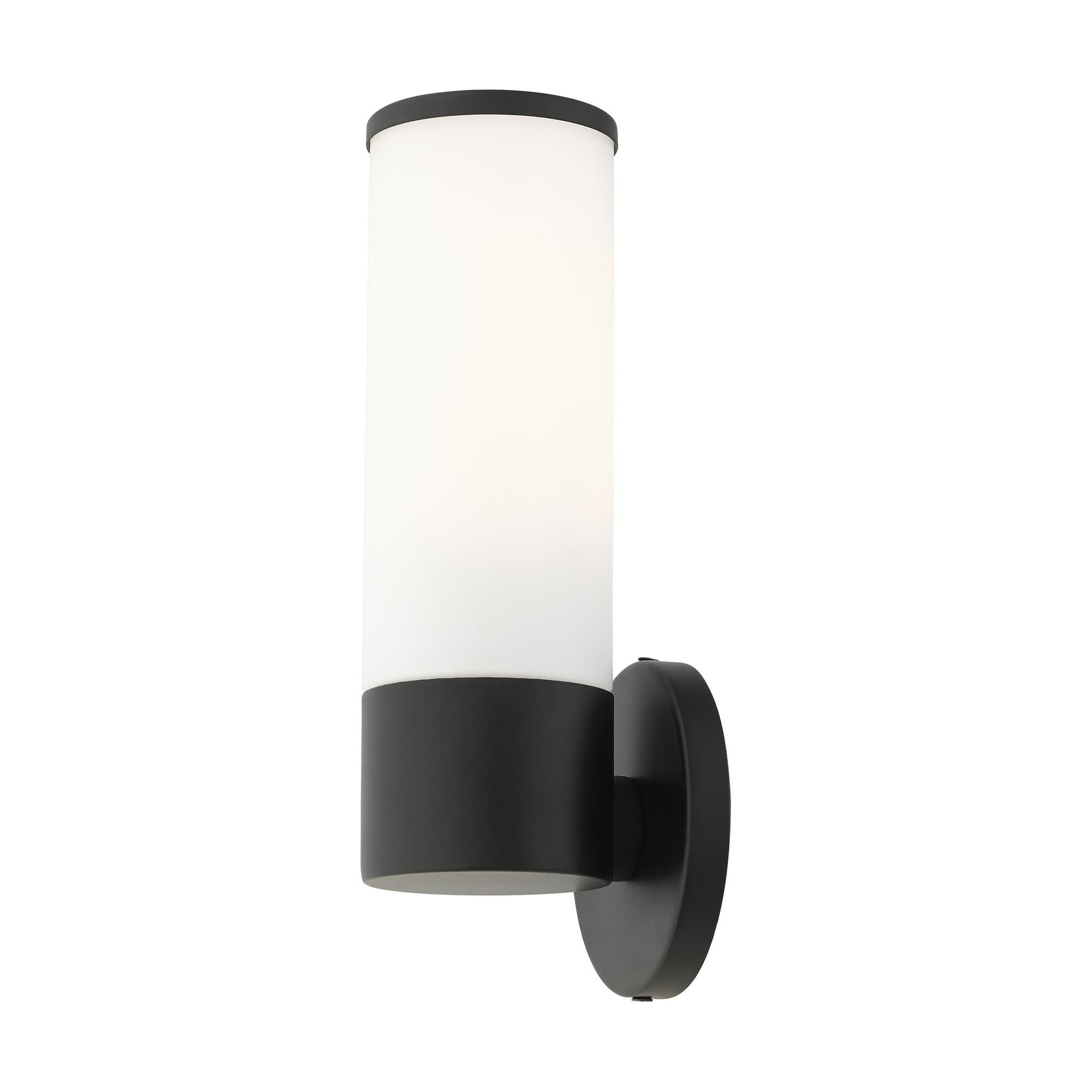 Shown in Black finish and Satin Opal White glass