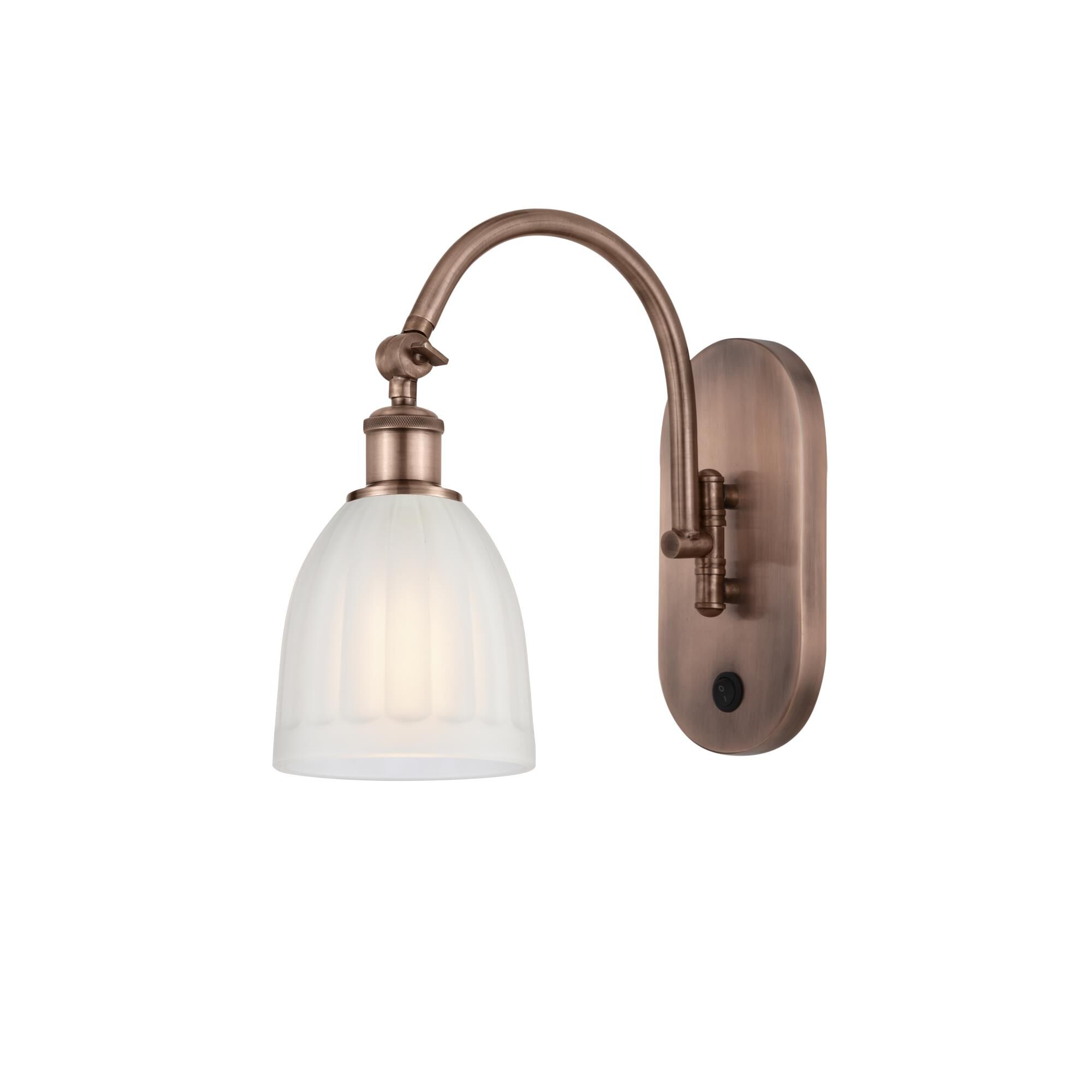 Shown in Antique Copper finish and White glass