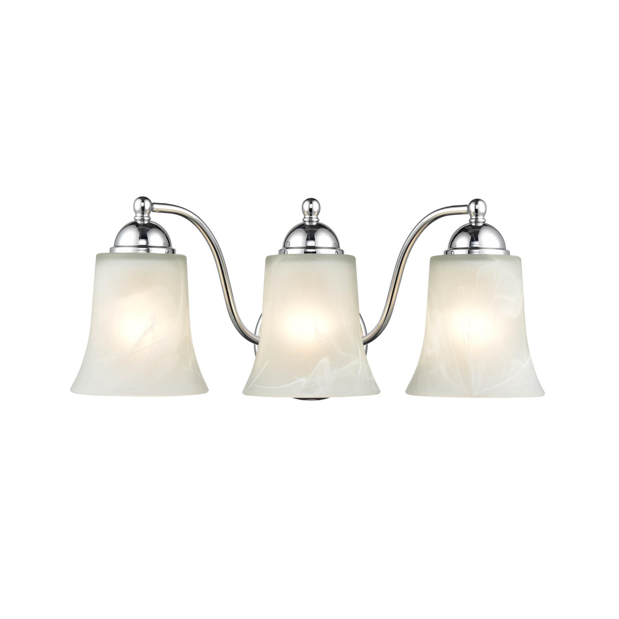 Shown in Chrome finish and Faux Alabaster glass