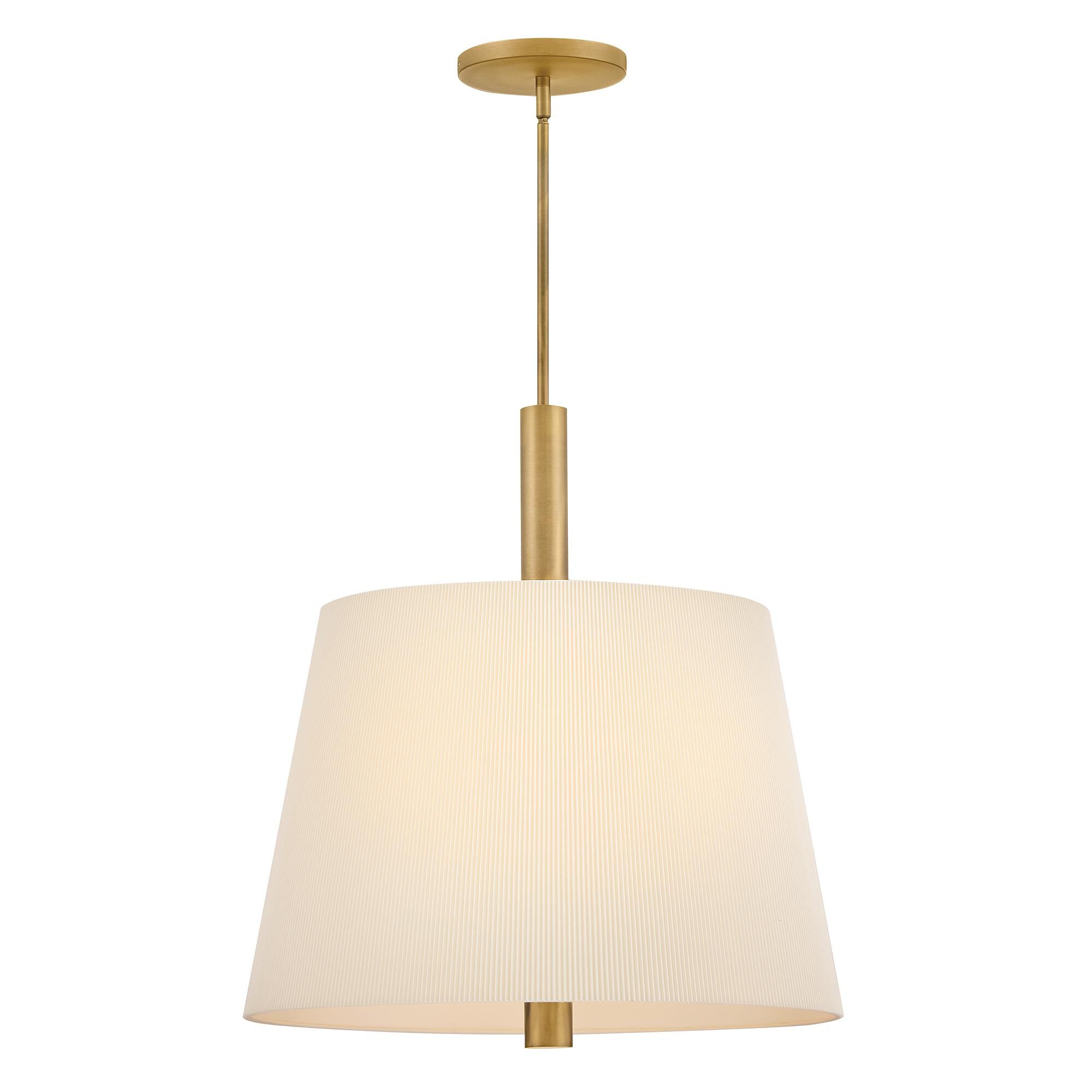 Shown in Heritage Brass finish and Micro Pleated Fabric shade
