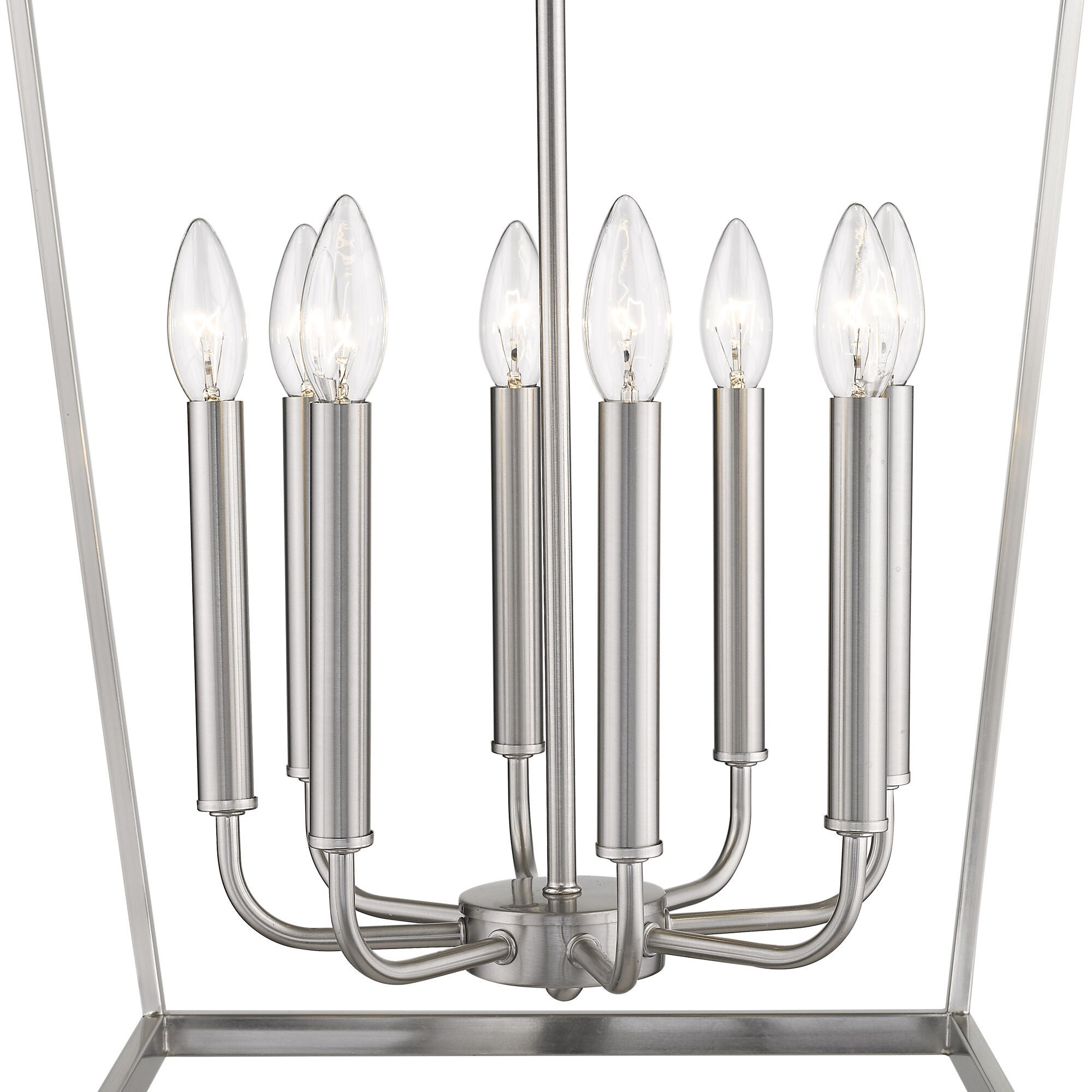 Shown in Satin Nickel finish and -- glass and -- shade