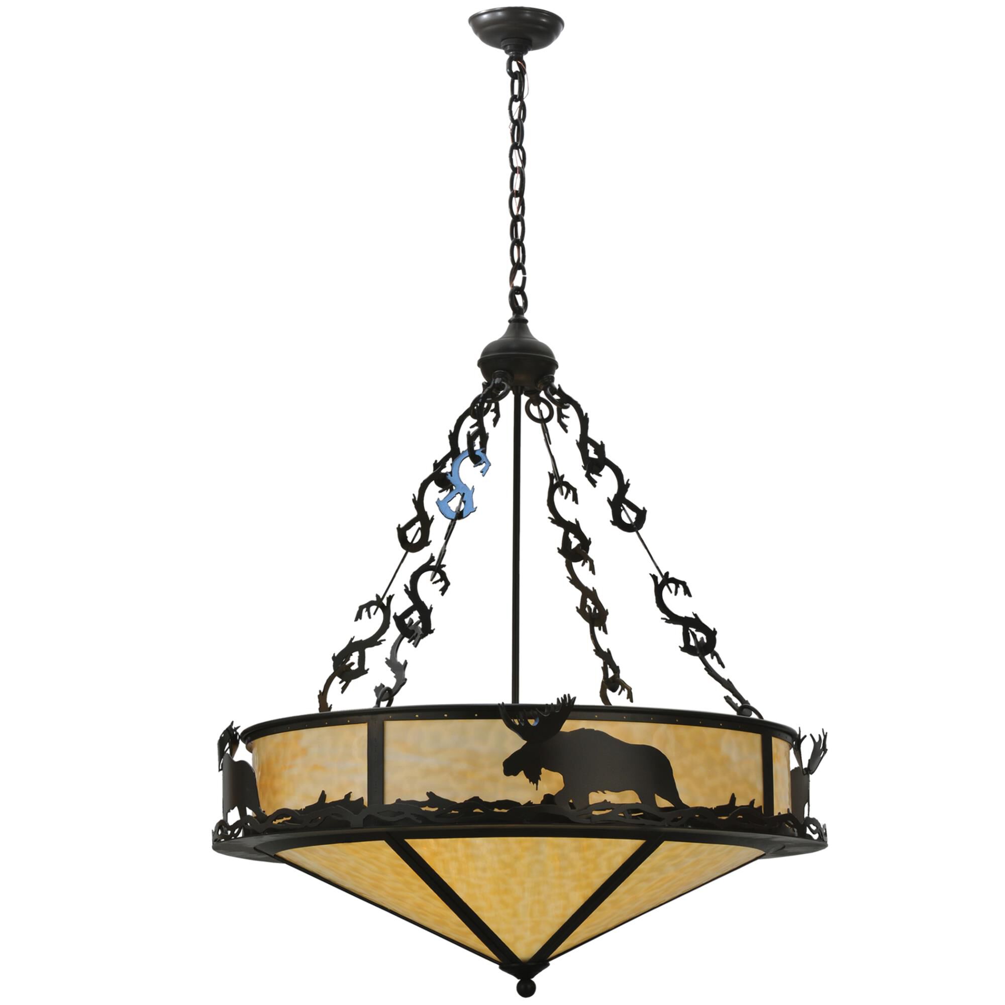 Shown in Timeless Bronze finish and Beige glass