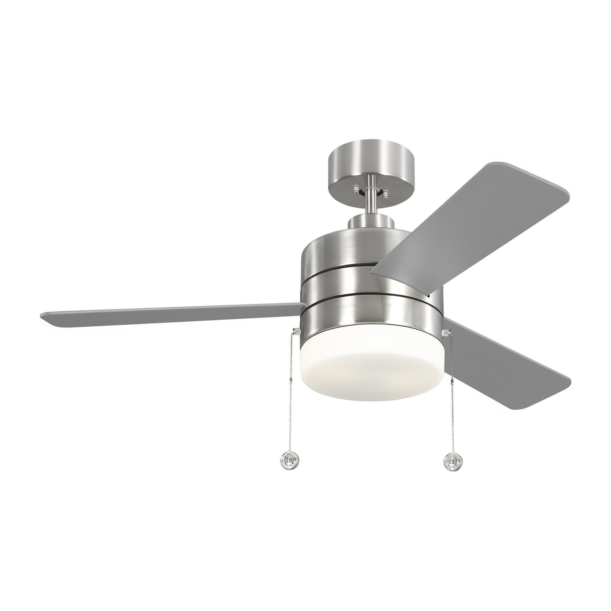 Shown in Brushed Steel finish and Matte White glass