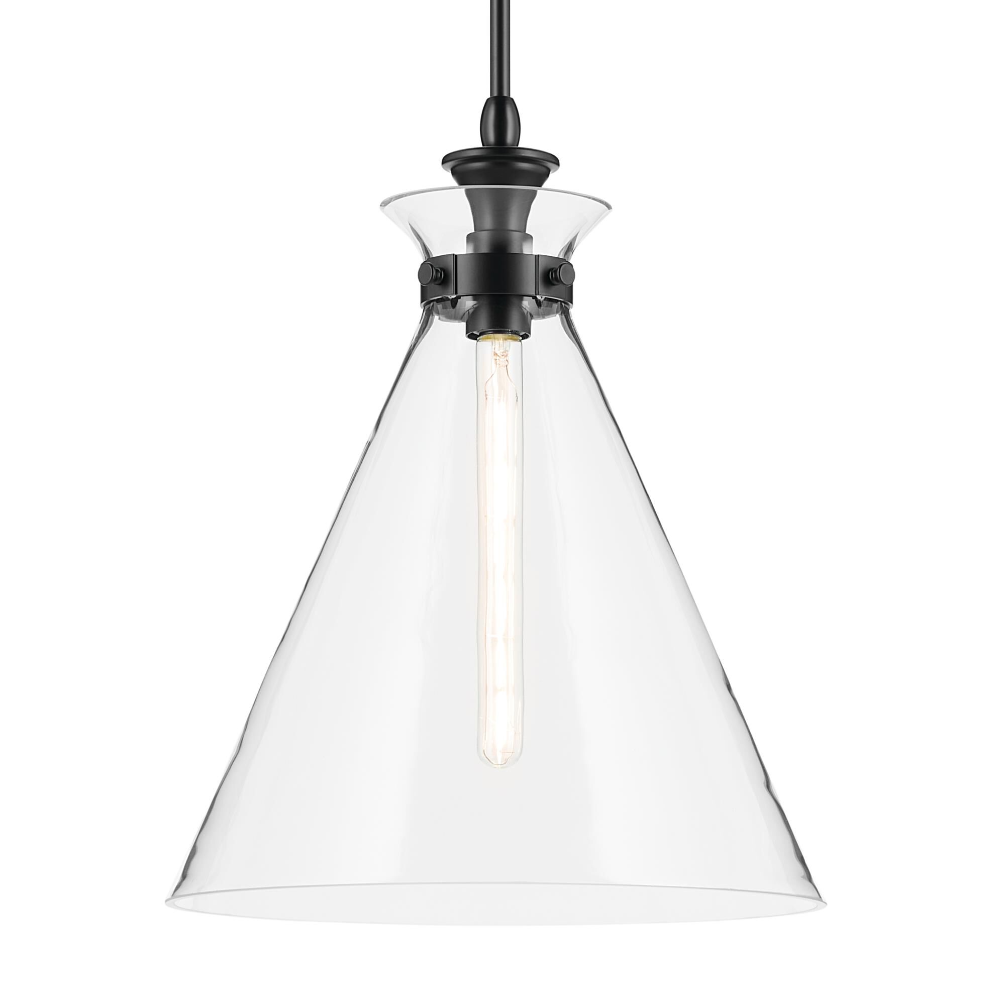 Shown in Black finish and Clear glass