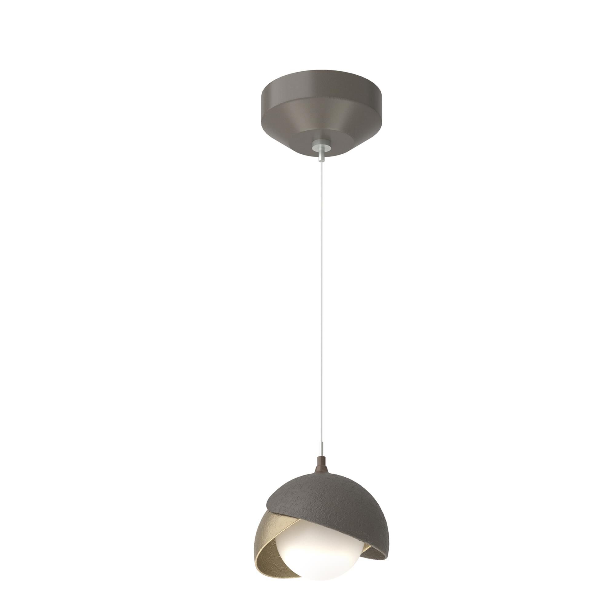 Shown in Dark Smoke finish and Opal glass and Soft Gold  accent