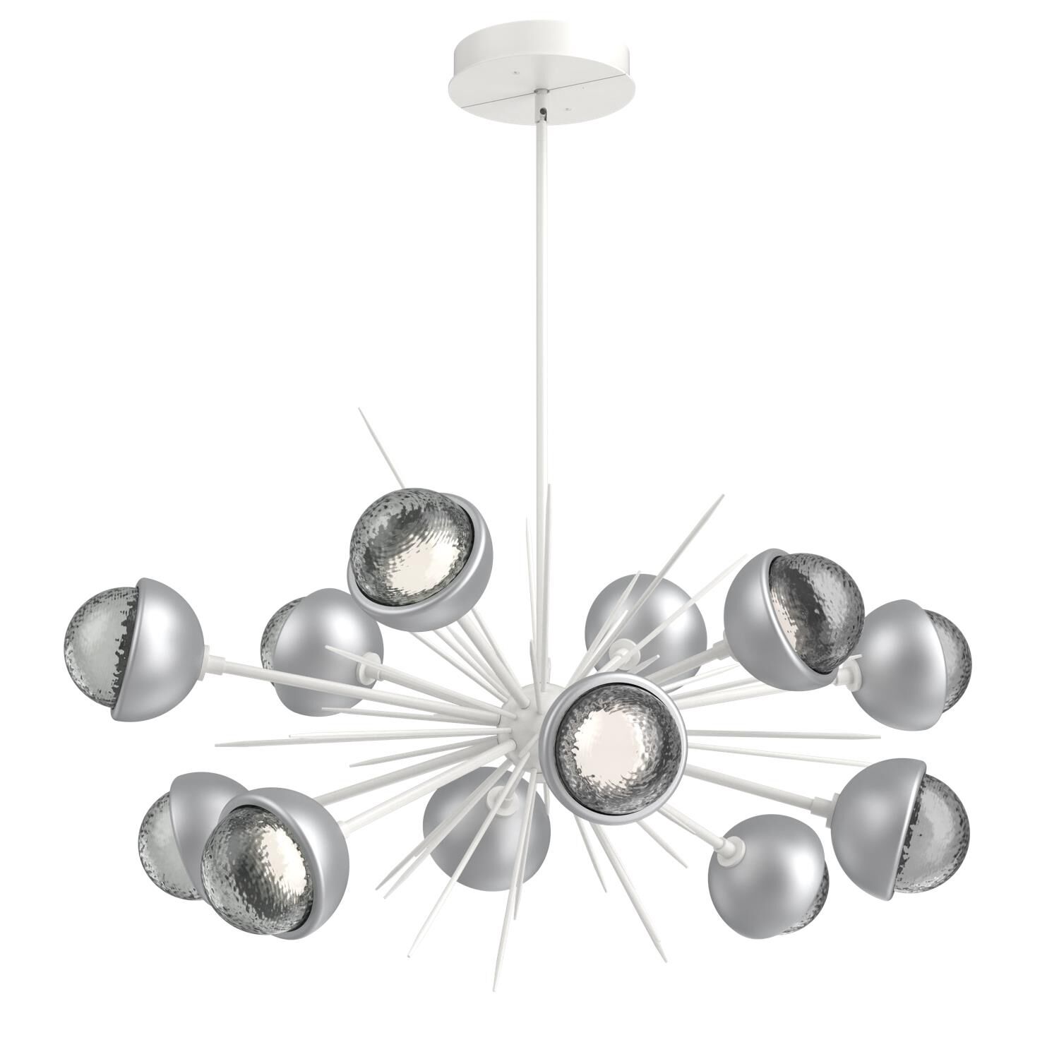 Shown in Salt White finish and Smoke glass and Classic Silver accent
