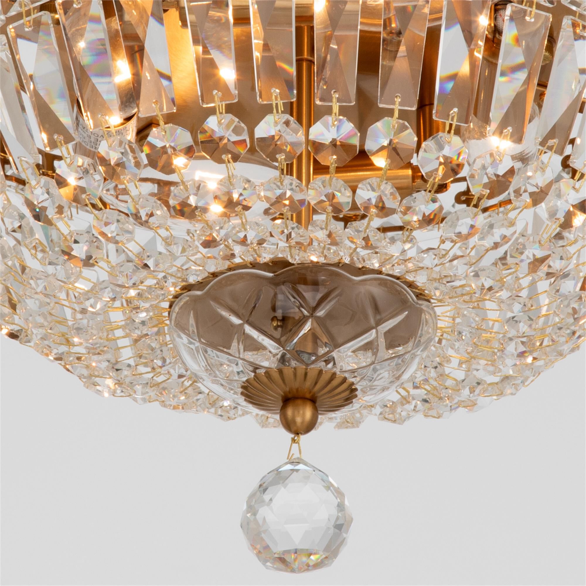 Shown in Aged Brass finish and Hand Cut crystal