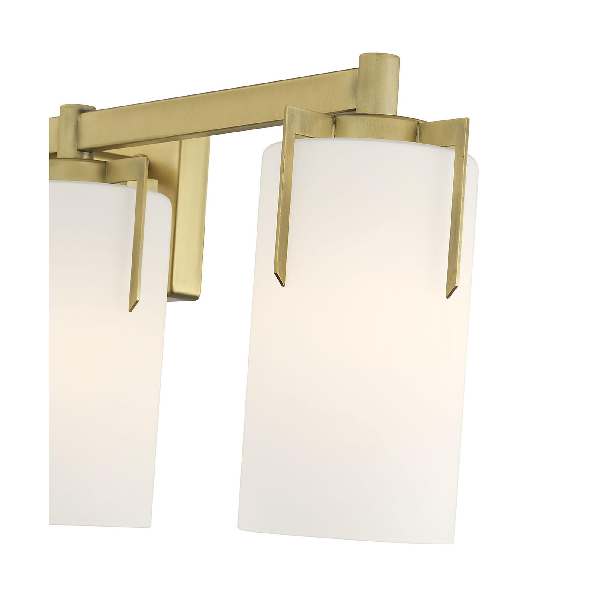 Shown in Vintage Brass finish and White Frosted glass