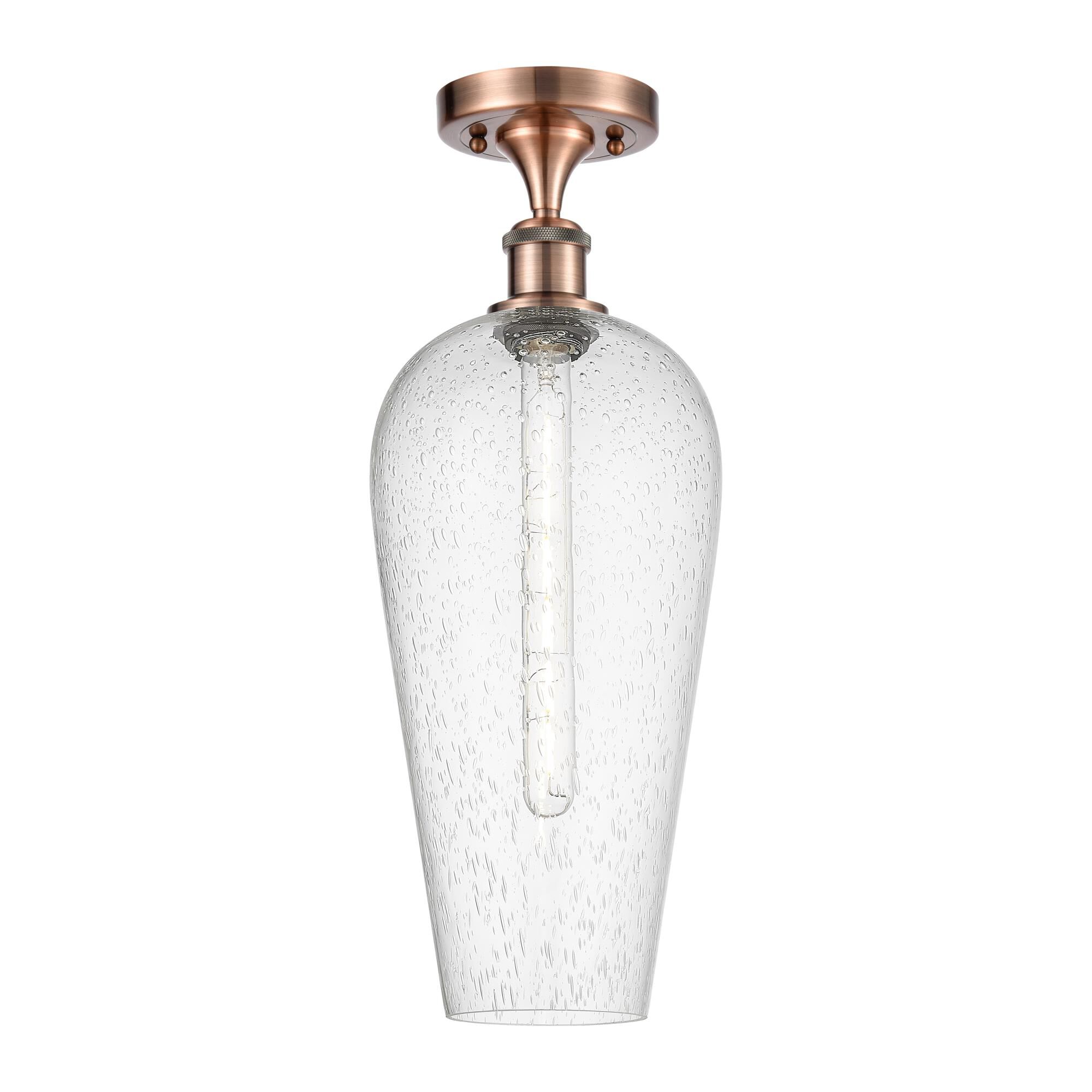 Shown in Antique Copper finish and Seedy glass