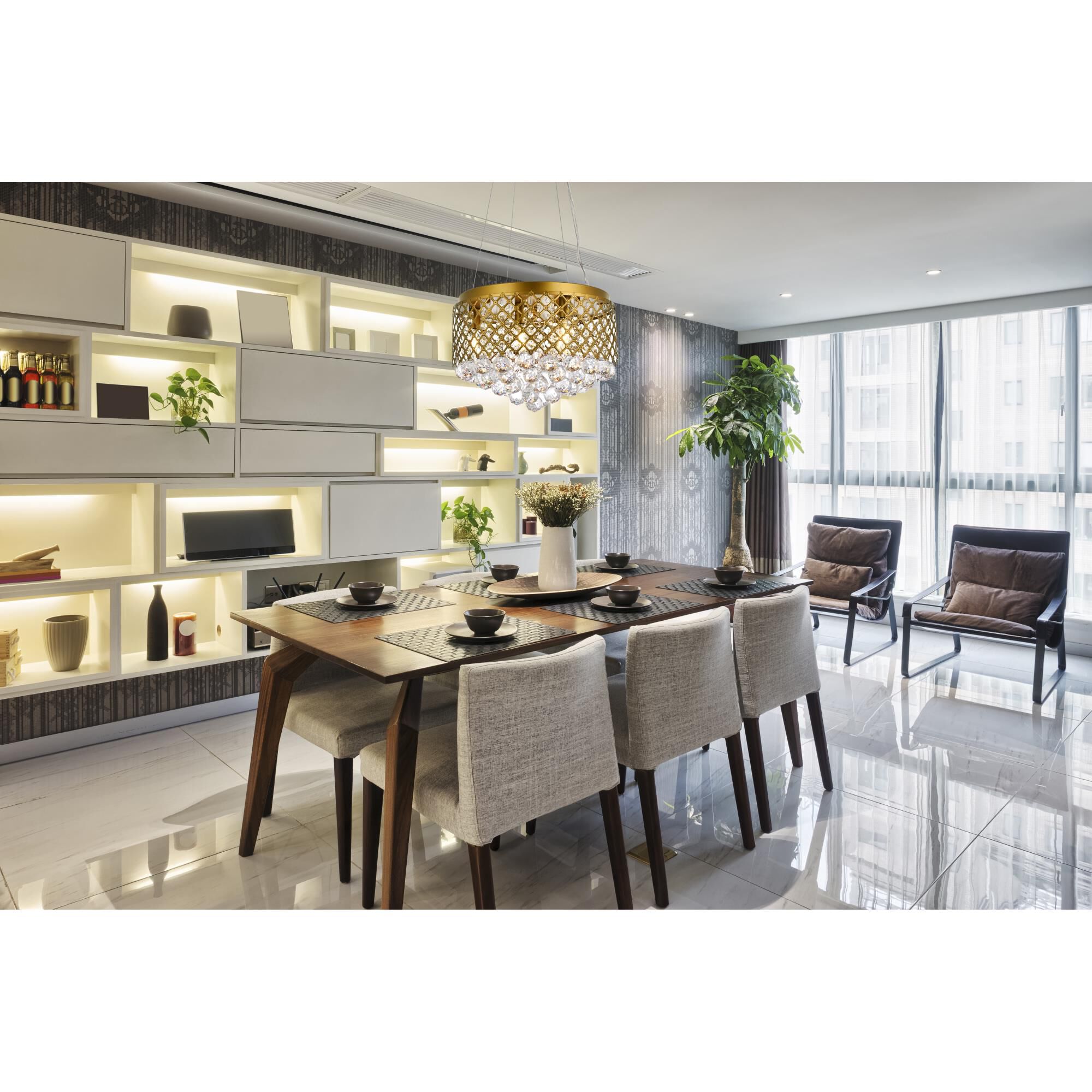 Shown in Brass finish and Clear Royal Cut crystal