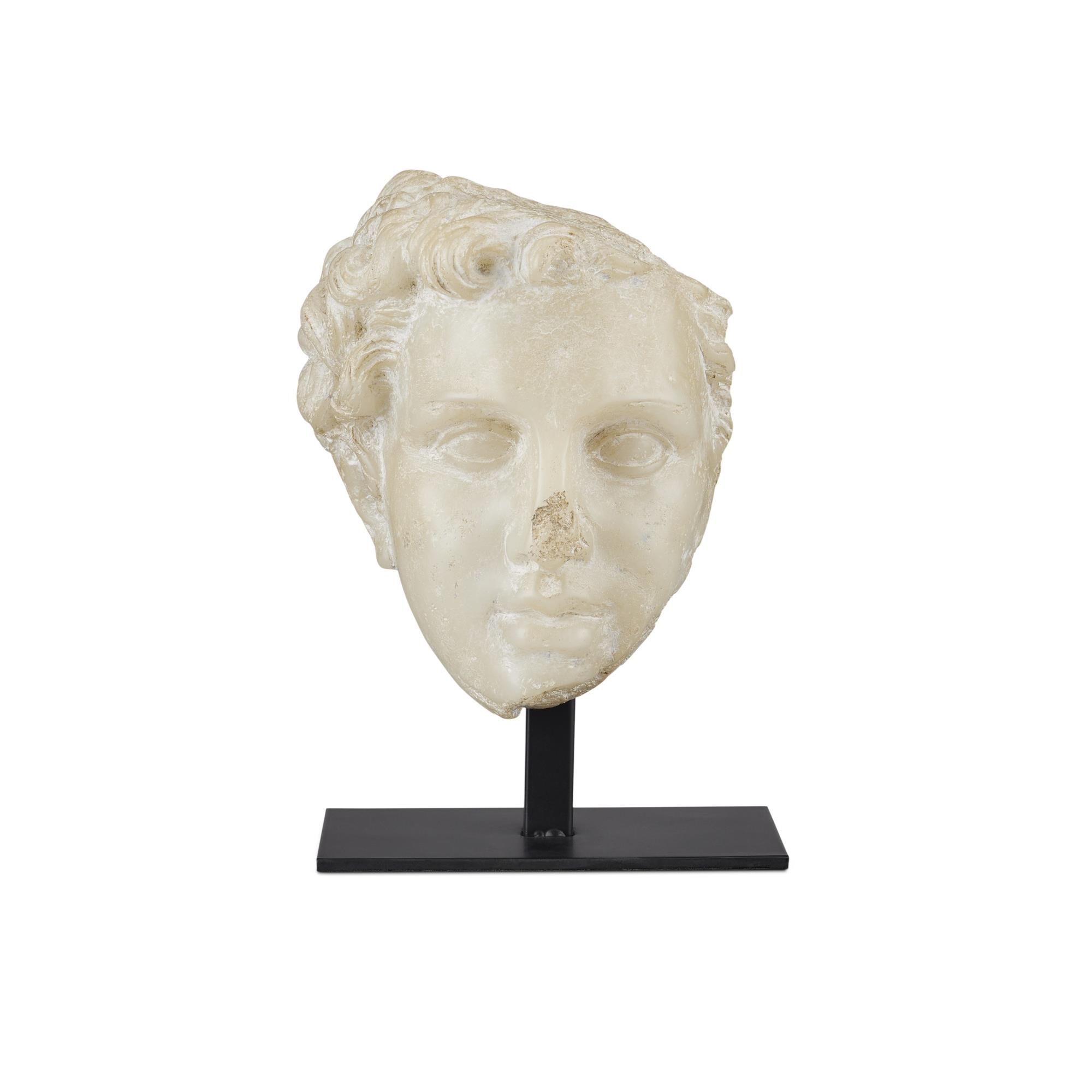 Greek Princess Head Fragment Sculpture by Currey and Company
