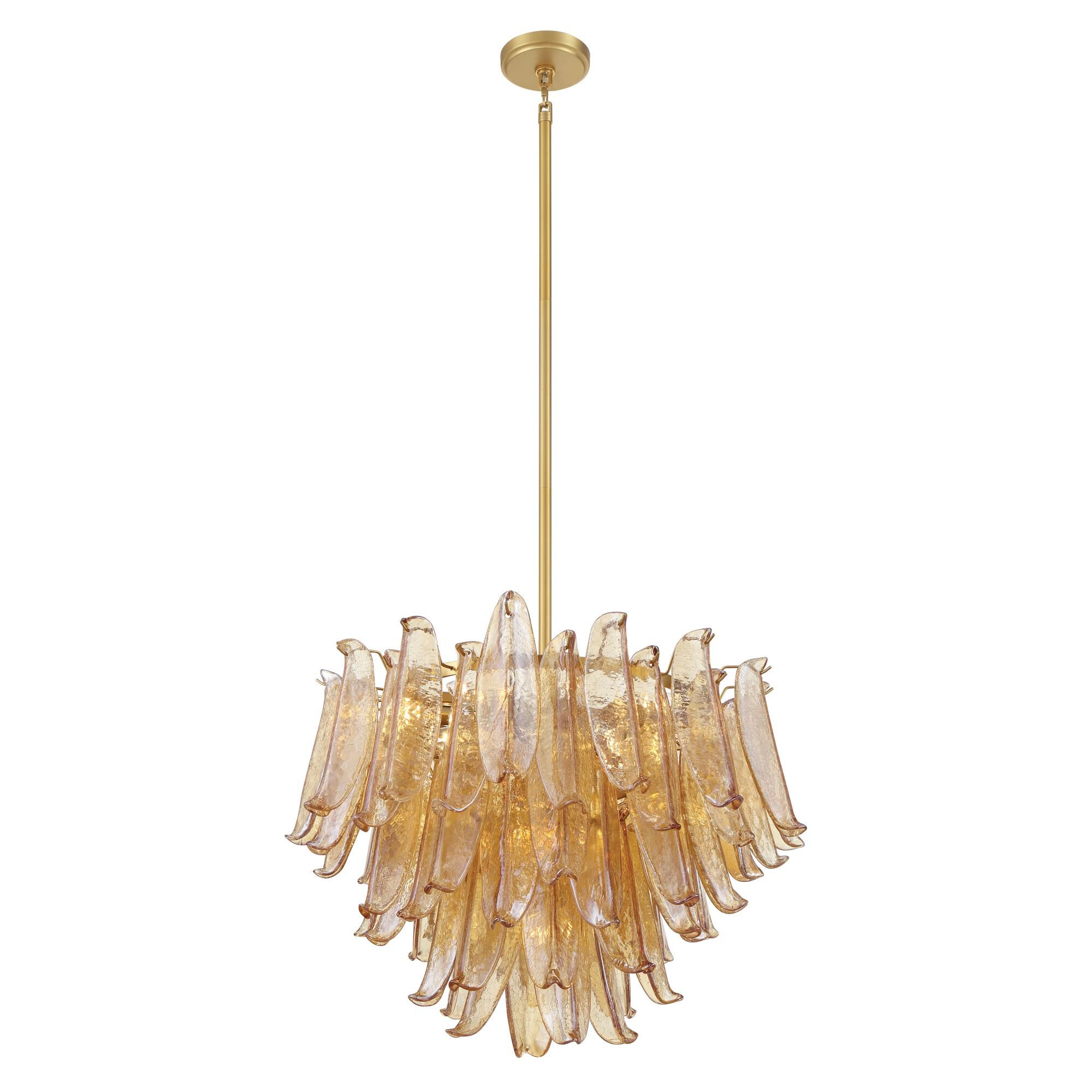 Shown in Legacy Brass finish and Amber Crackled glass