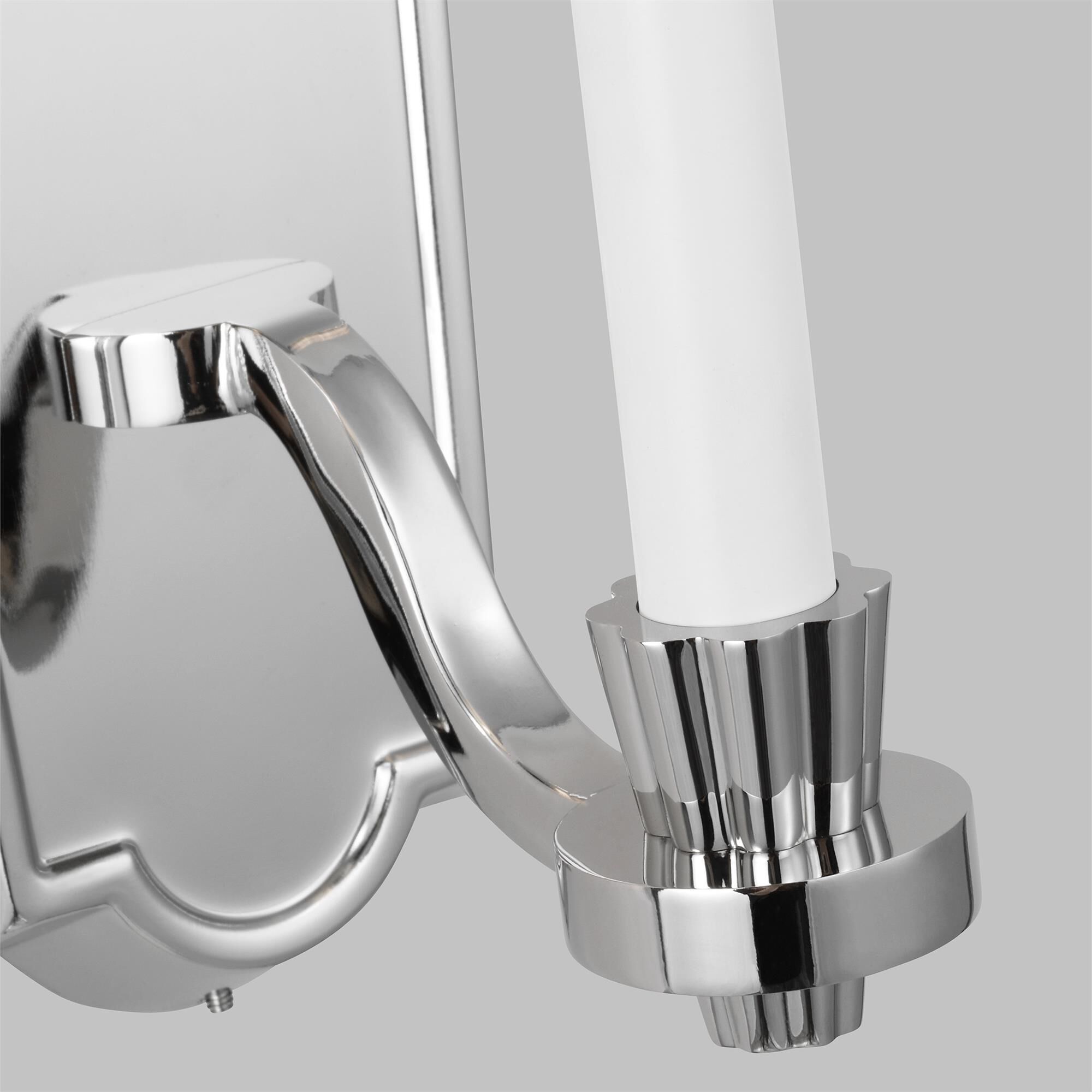 Shown in Polished Nickel finish and White Linen Fabric shade