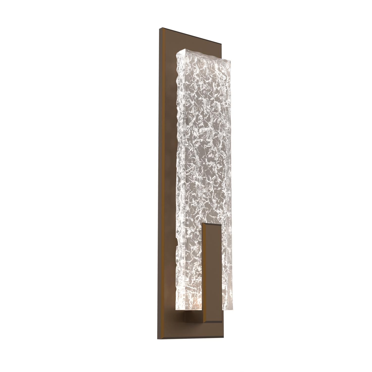 Shown in Flat Bronze finish and Clear Textured Cast glass