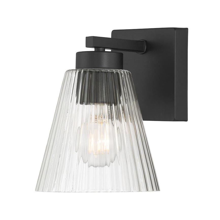 Shown in Matte Black finish and Clear Striated glass