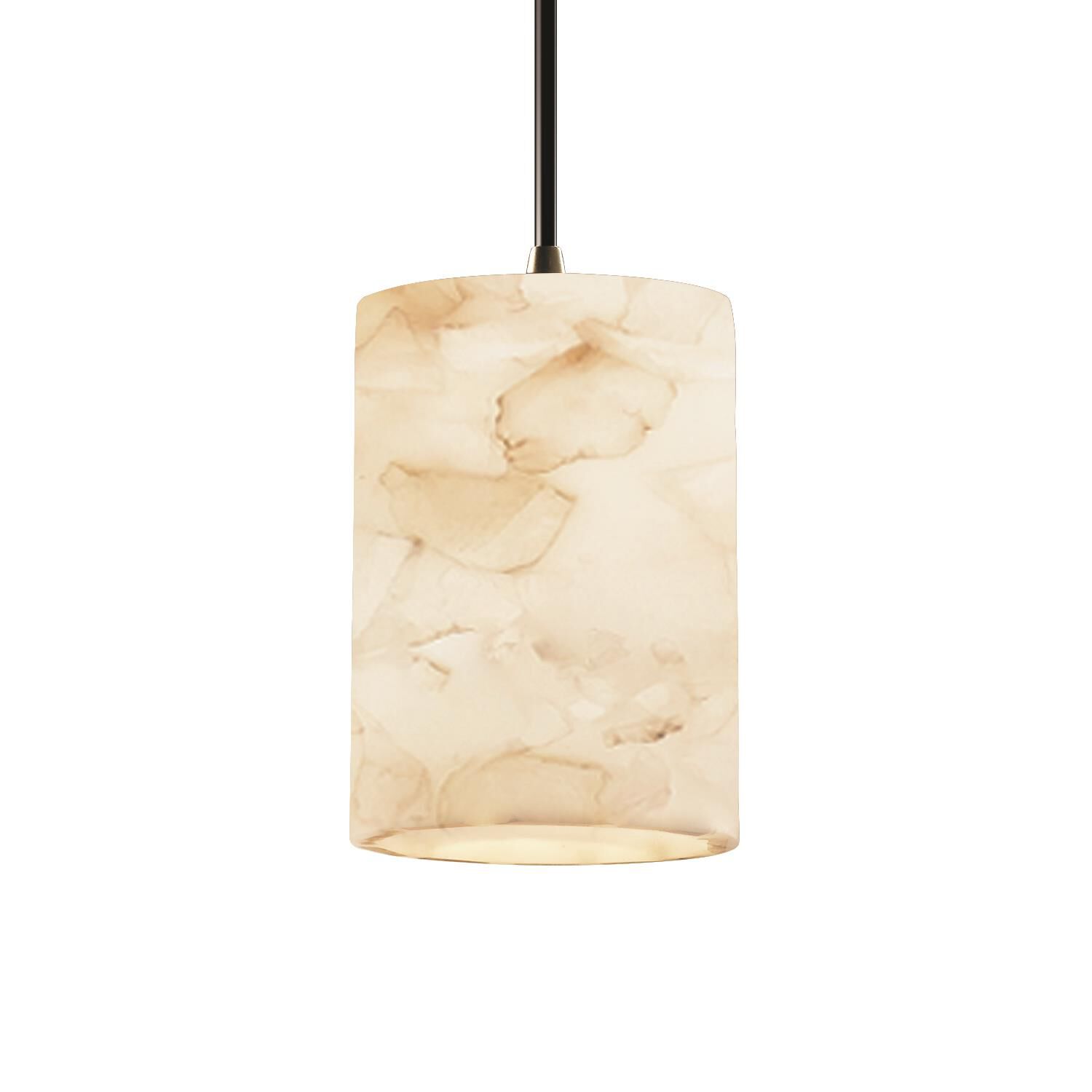 Shown in Antique Brass finish and Shaved Alabaster Rocks Cast Into Resin glass and Cylinder with Flat Rim accent