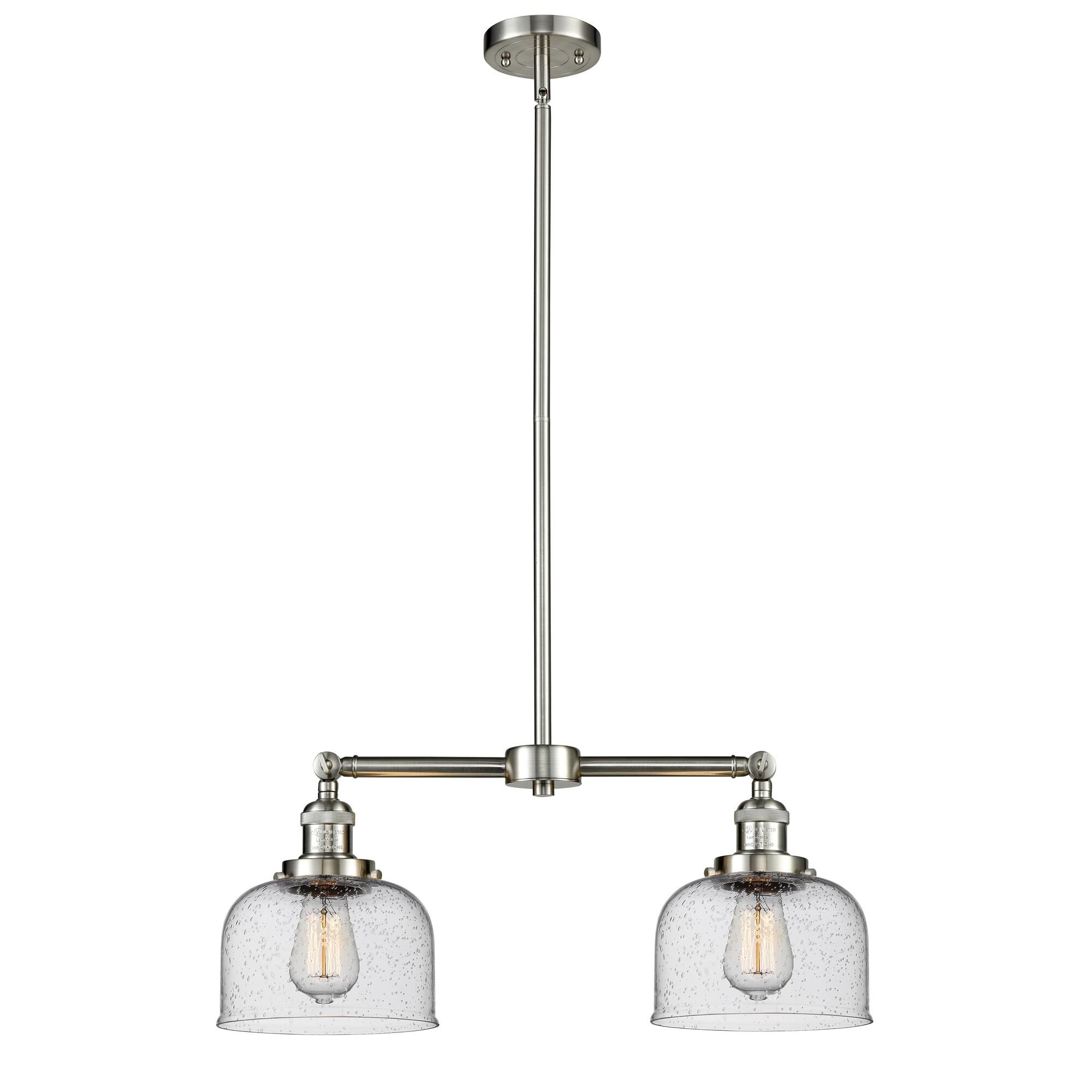 Shown in Brushed Satin Nickel finish and Seedy glass