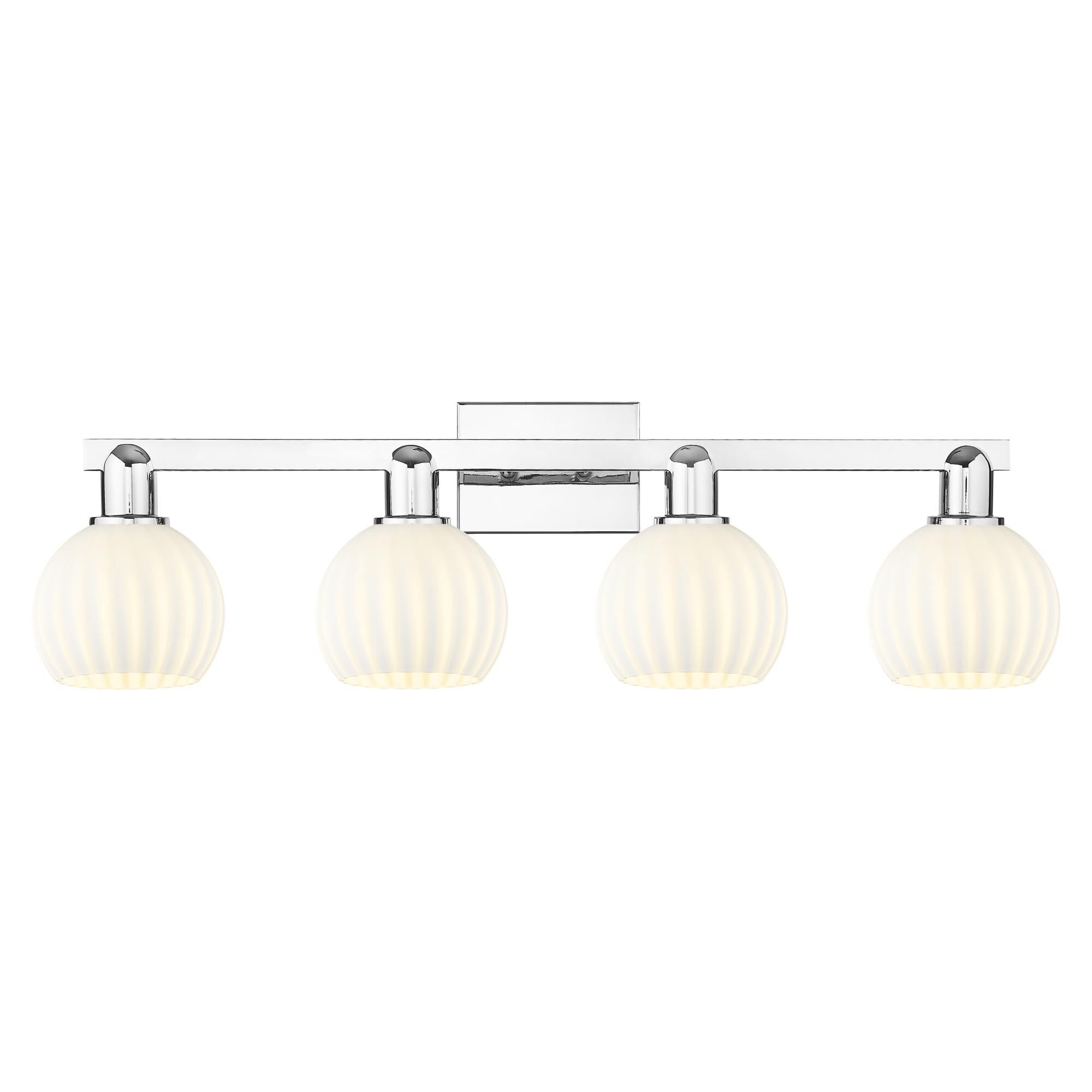 Shown in Polished Chrome finish and White Venetian glass