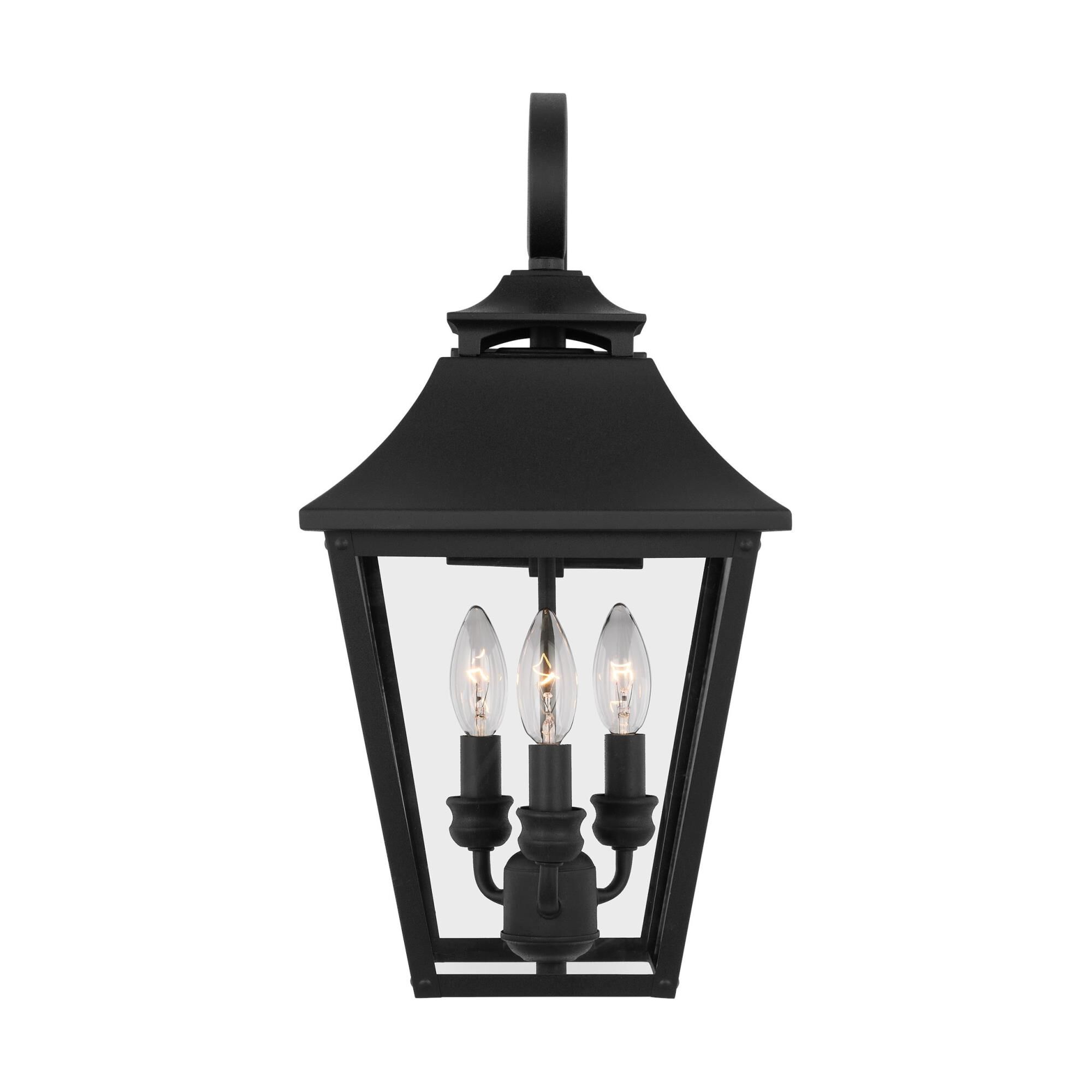 Shown in Textured Black finish and Clear Seeded Glass Panels shade