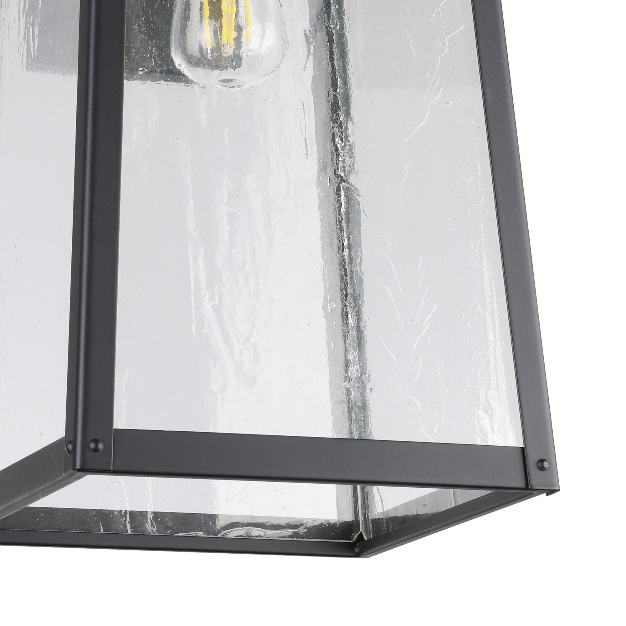 Shown in Matte Black finish and Clear Antique glass