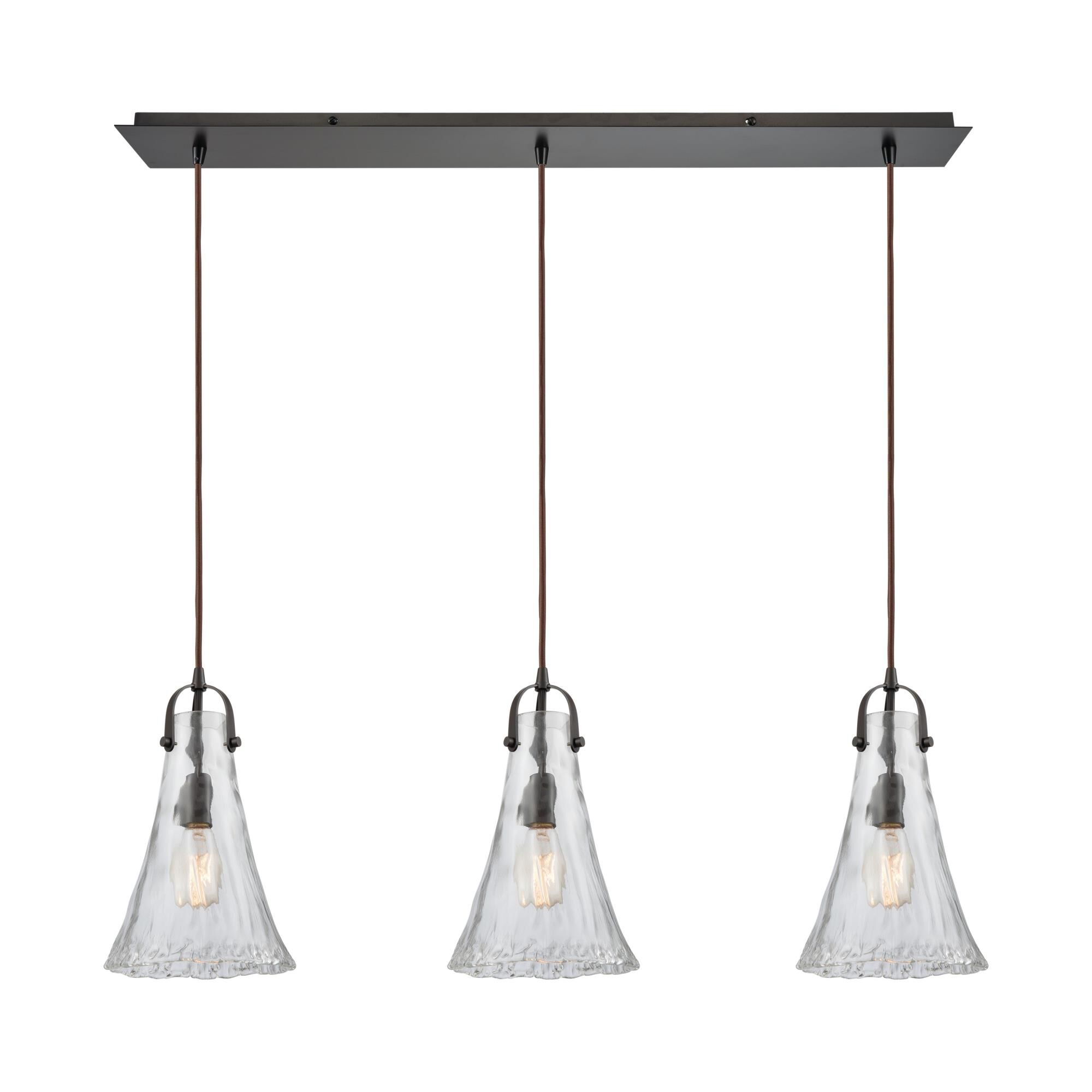 Hand-Formed Glass 36 Inch 3 Light Linear Suspension Light by ELK Lighting