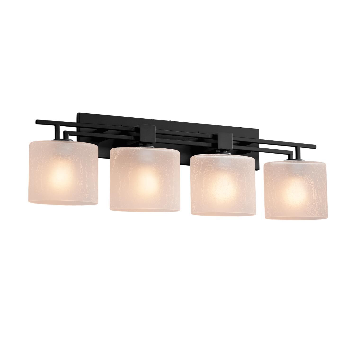 Shown in Matte Black finish and Artisan glass and Frosted Crackle shade and Oval accent