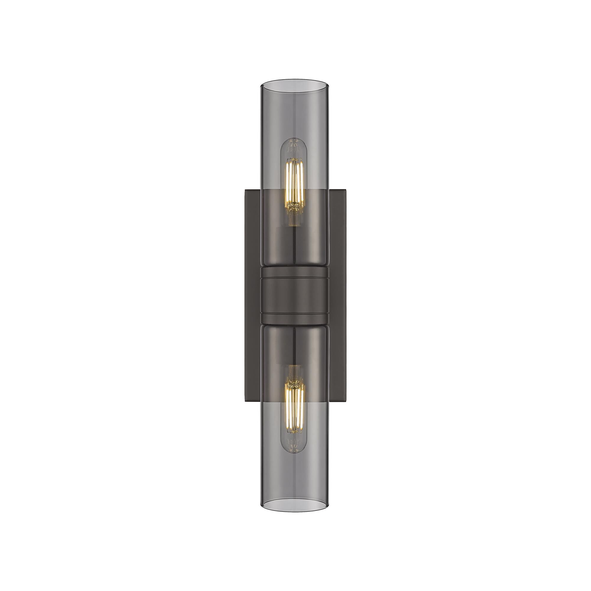 Shown in Oiled Brass finish and Plated Smoke glass