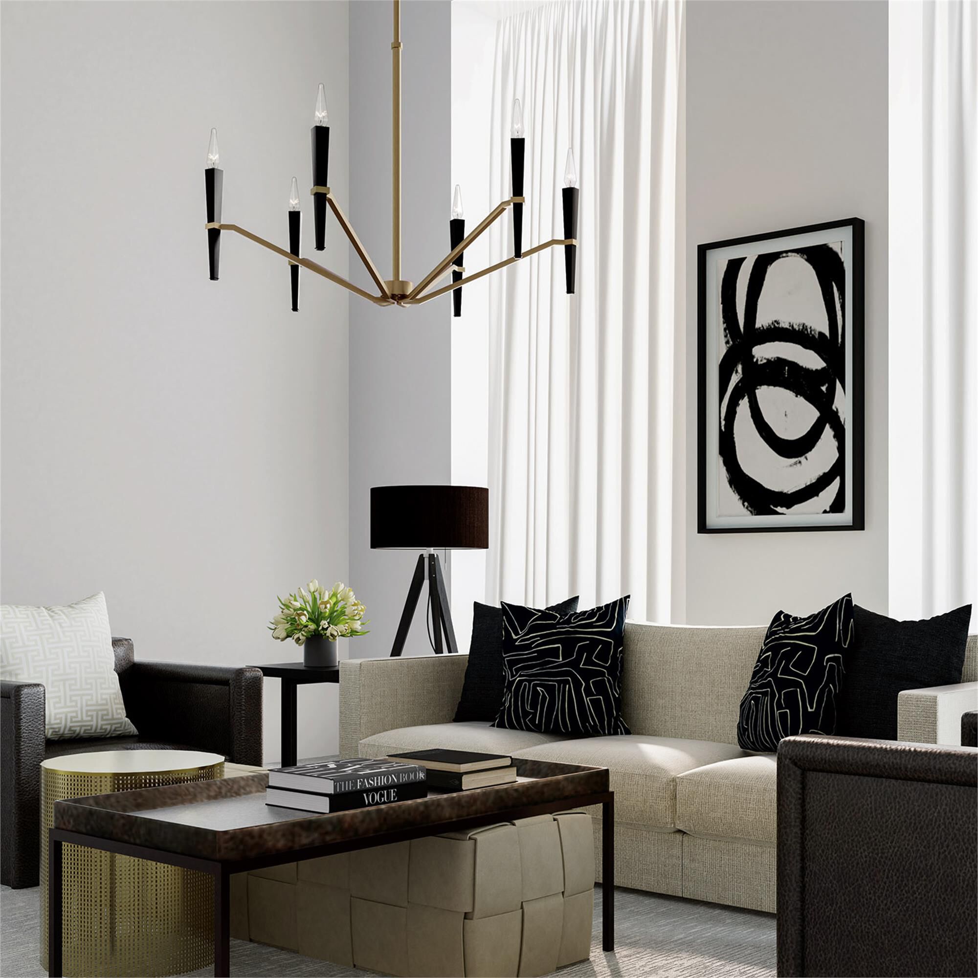 Shown in Aged Brass and Black finish