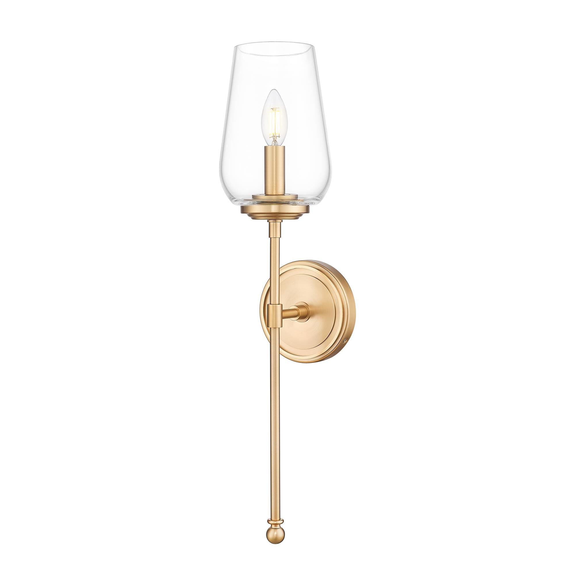Shown in Modern Gold finish and Clear glass