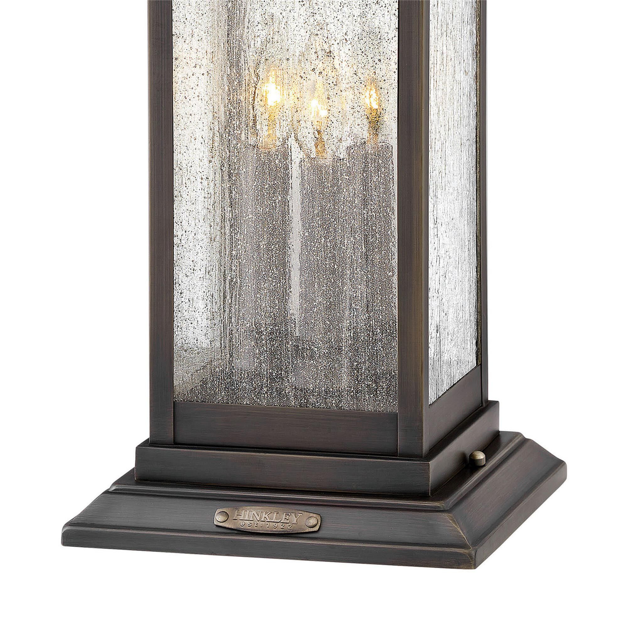 Shown in Blackened Brass finish and Clear Seedy glass
