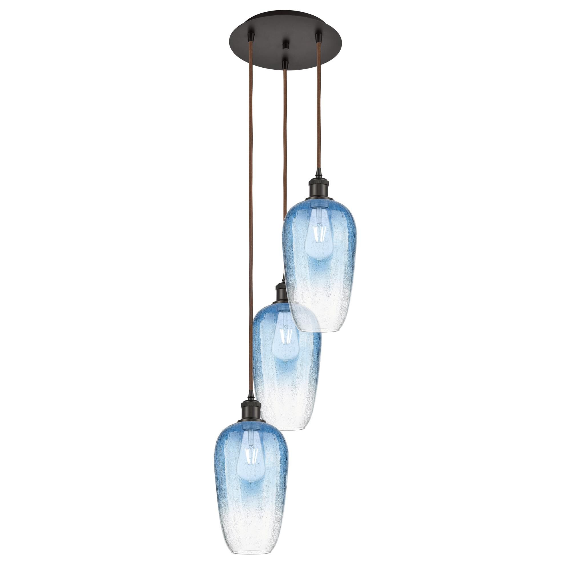 Shown in Oil Rubbed Bronze finish and Sapphire Blue glass