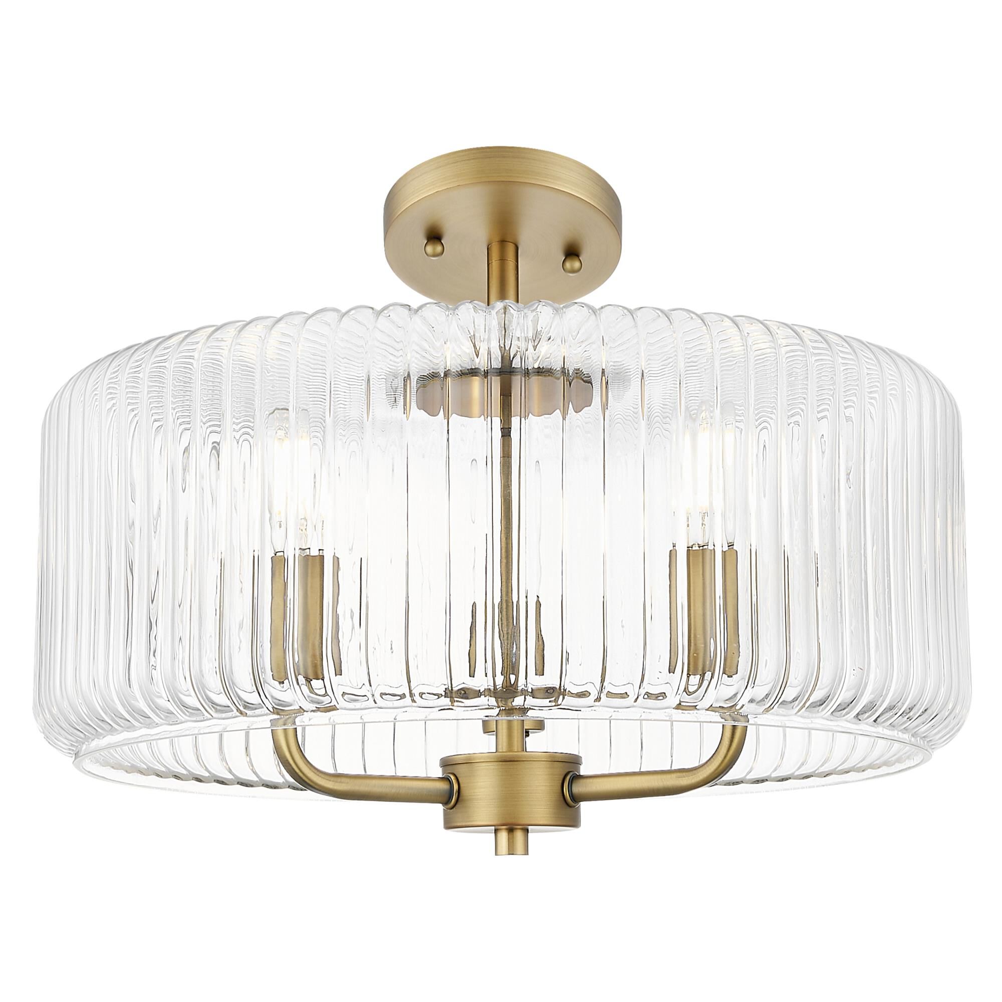 Shown in Brushed Brass finish and Clear glass