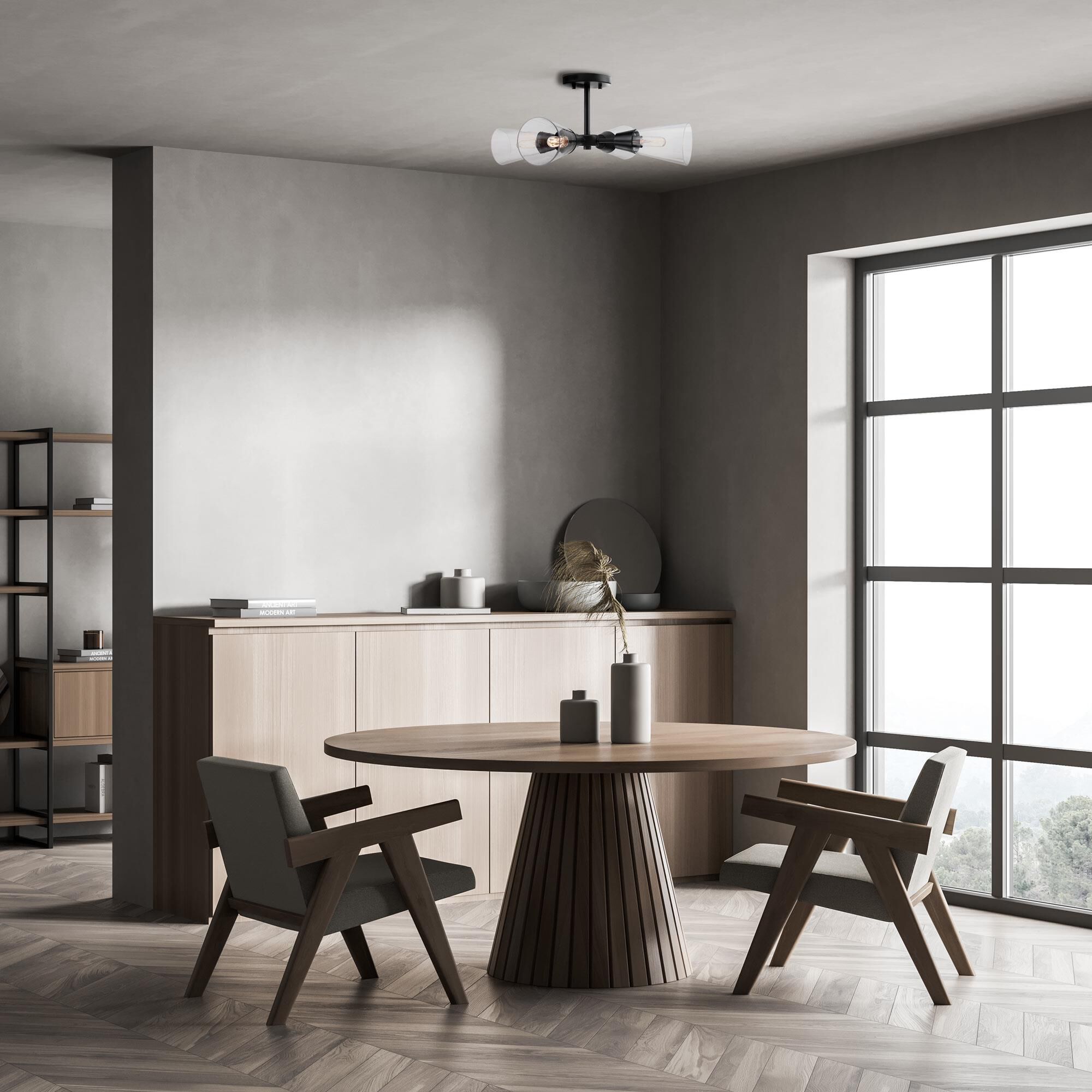 Shown in Matte Black finish and Clear glass