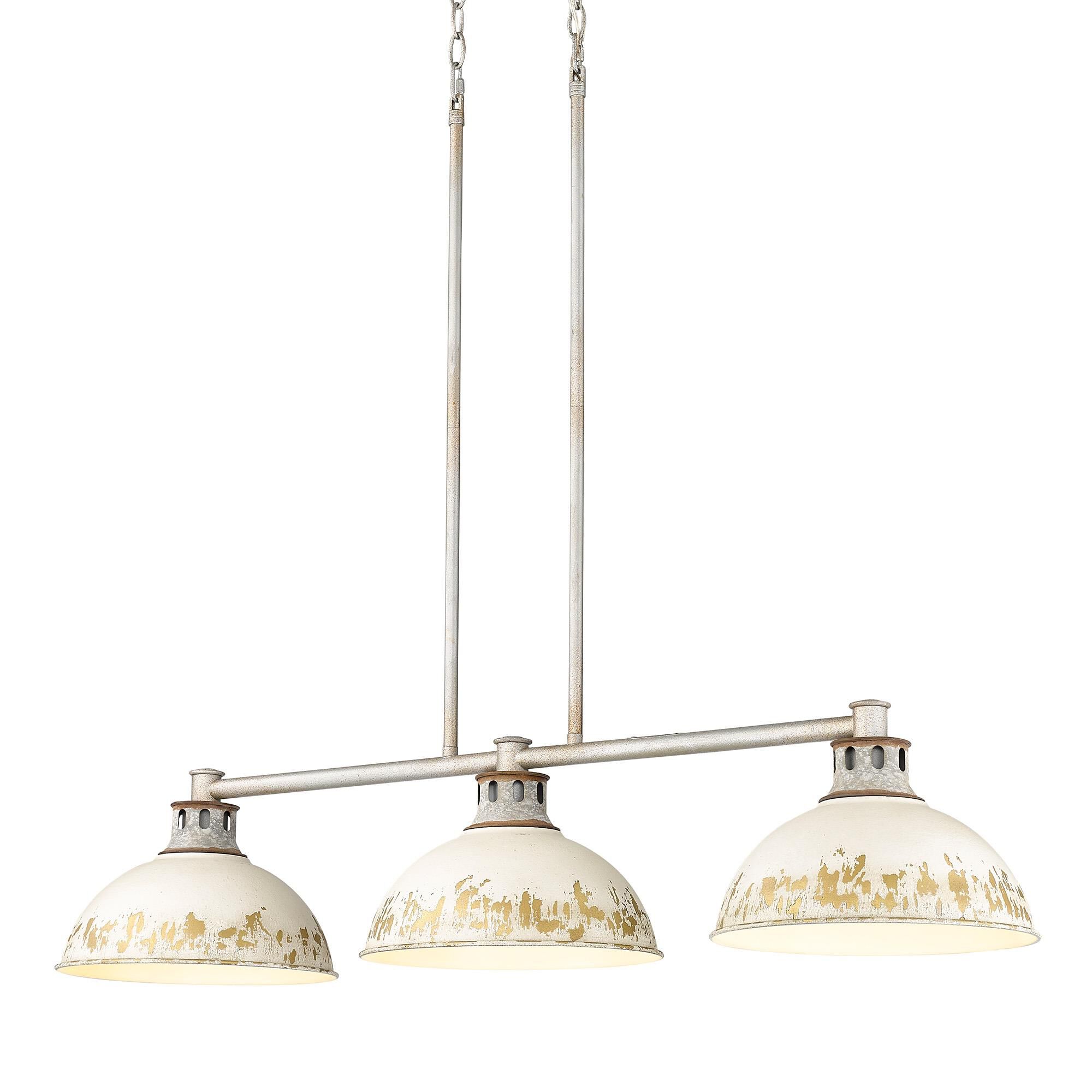 Shown in Aged Galvanized Steel finish and Antique Ivory shade