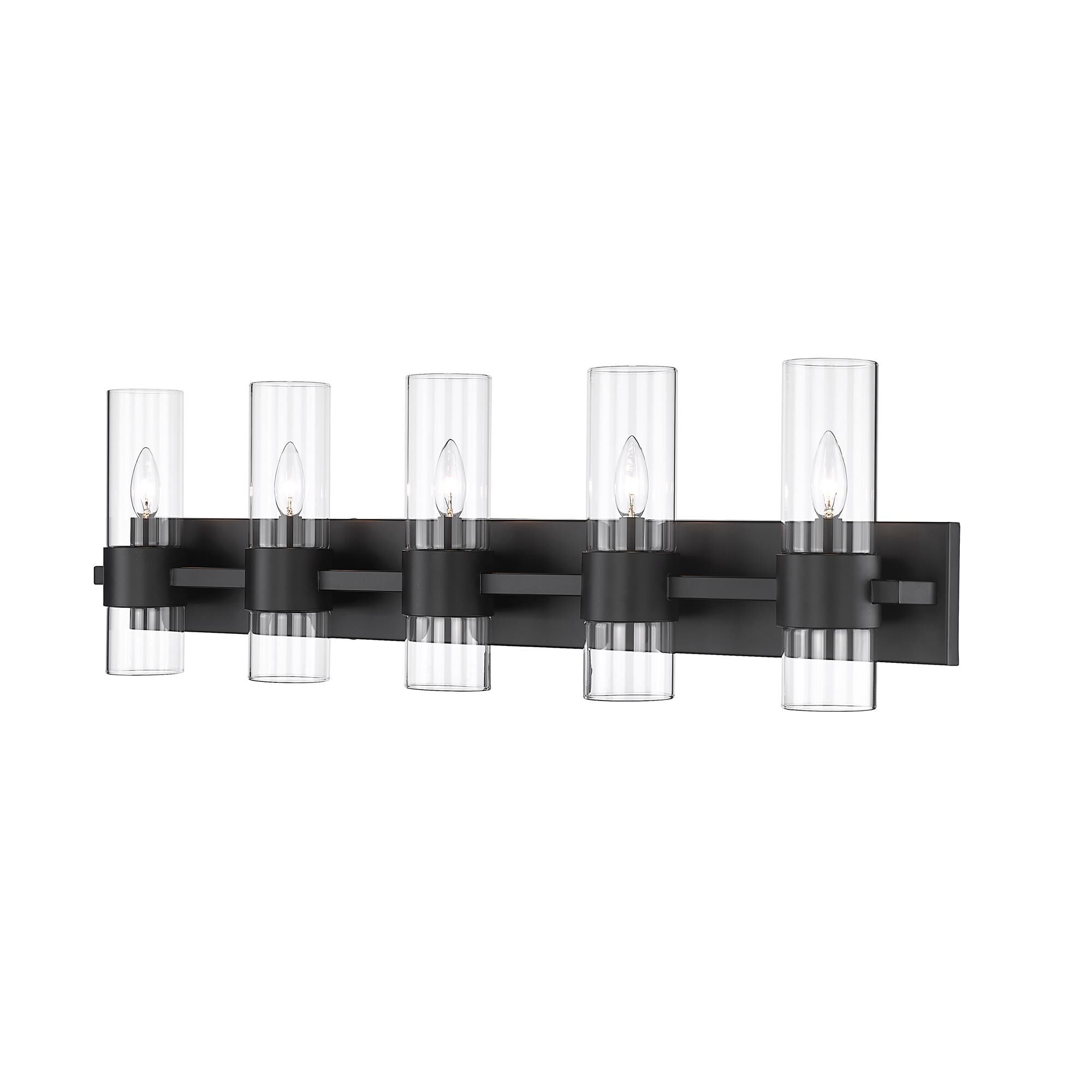 Shown in Matte Black finish and Clear glass