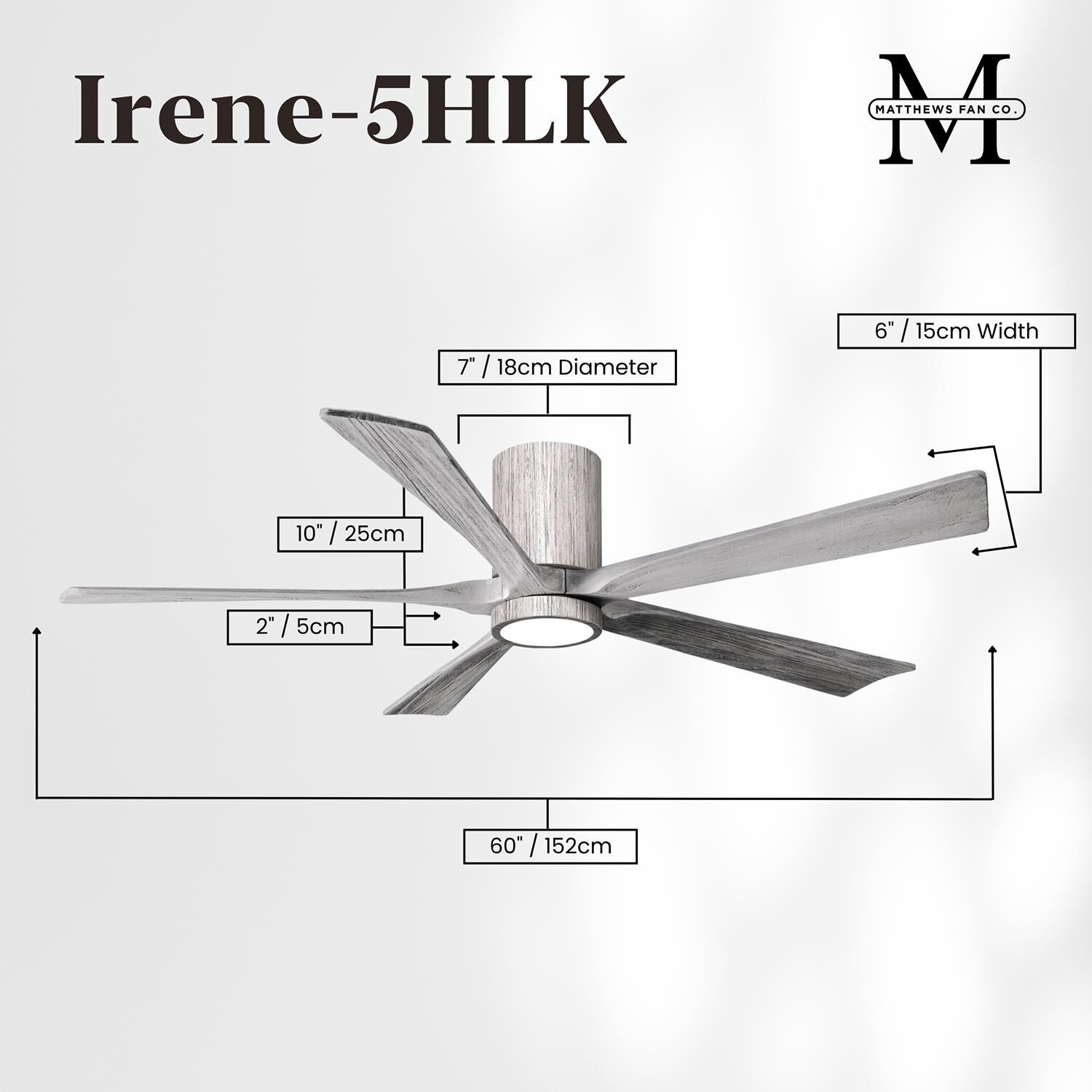 Irene 60 Inch Flush Mount Fan with Light Kit by Matthews Fan Company