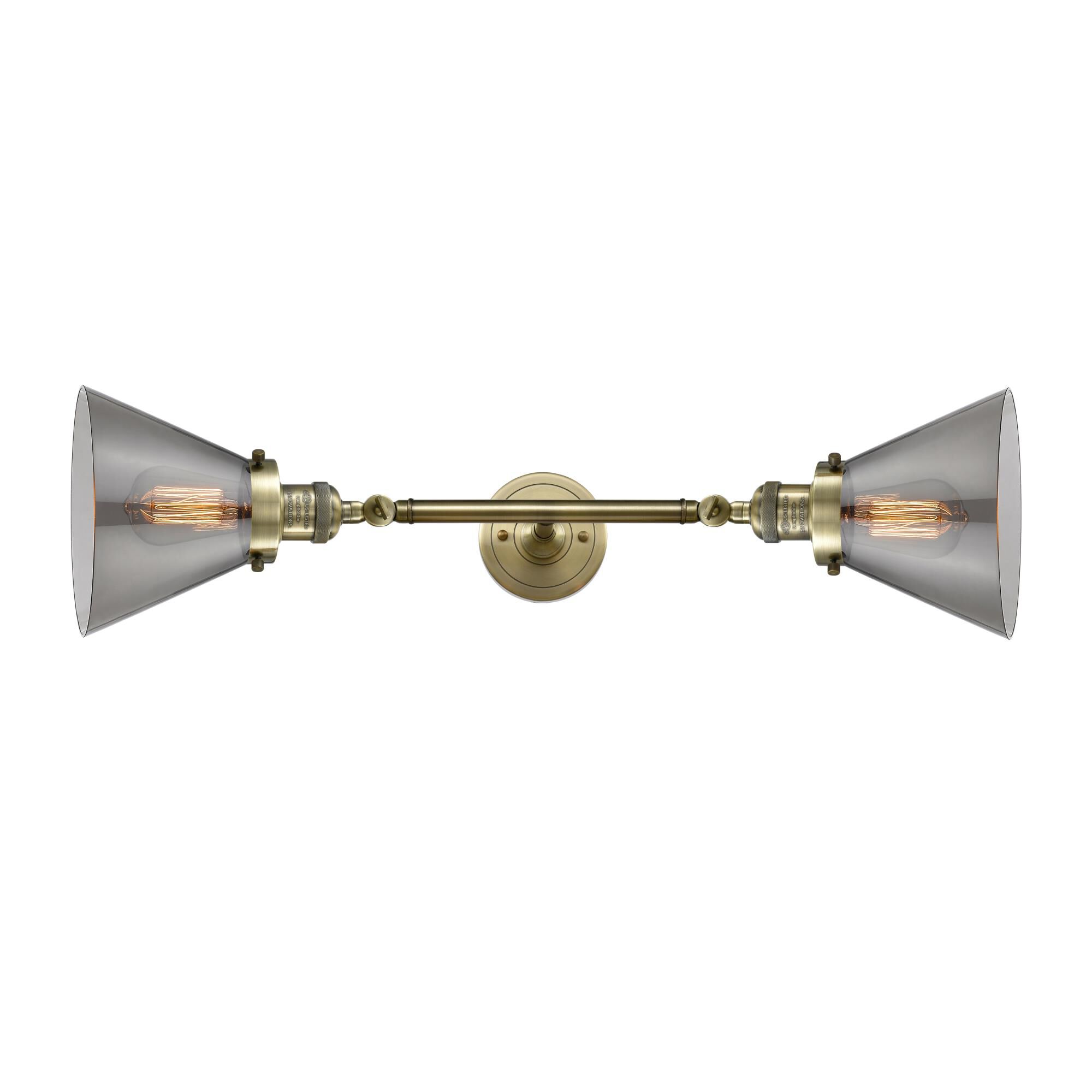 Shown in Antique Brass finish and Smoked glass