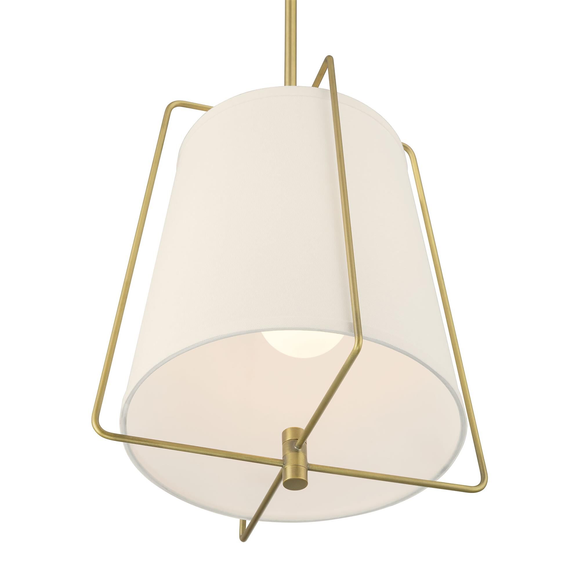 Shown in Vintage Brass finish and White glass