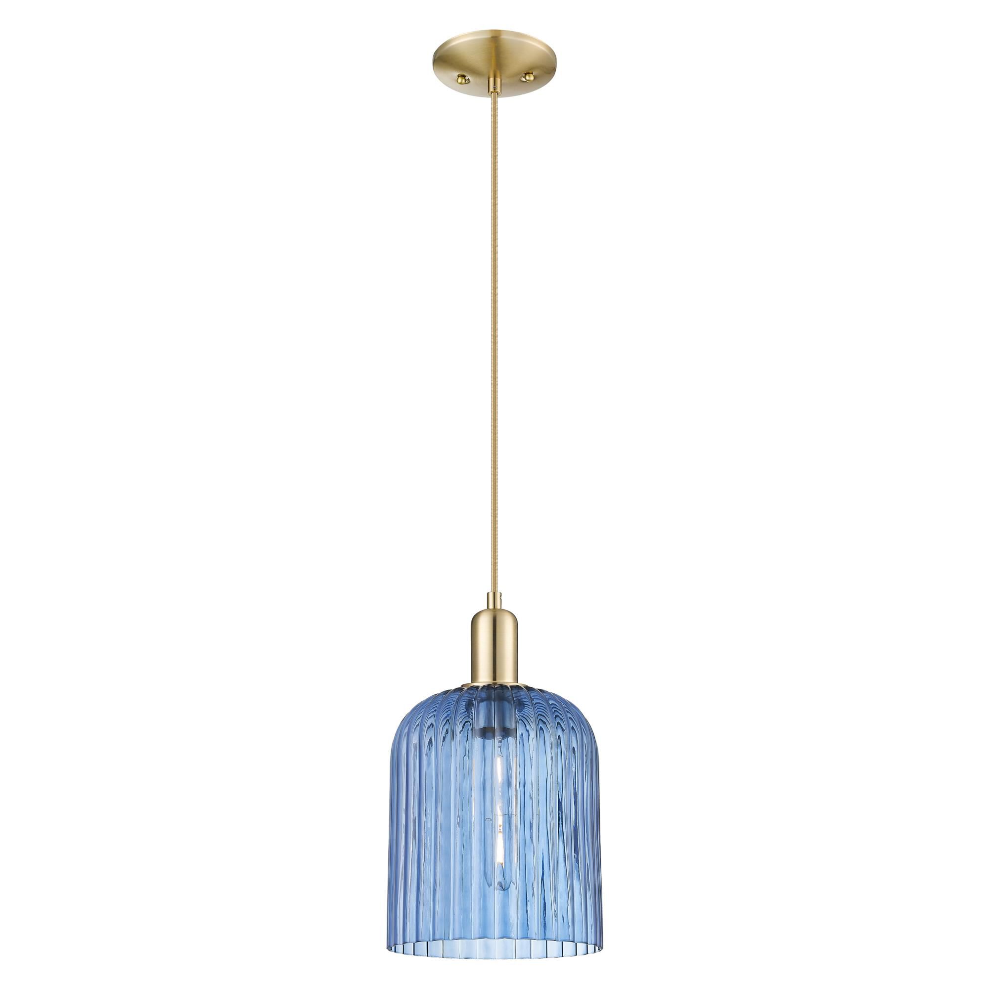Shown in Champagne Bronze finish and Princess Blue glass