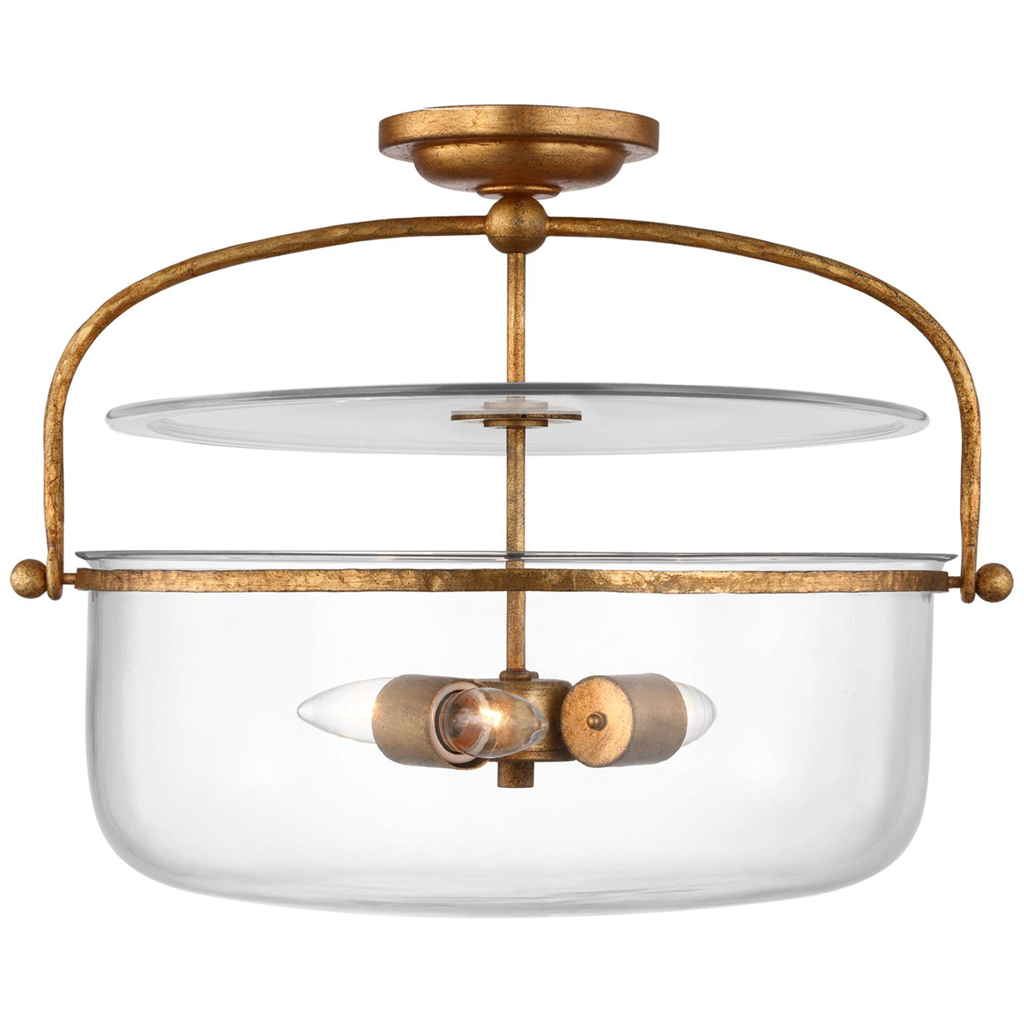 Shown in Gilded Iron finish and Clear glass